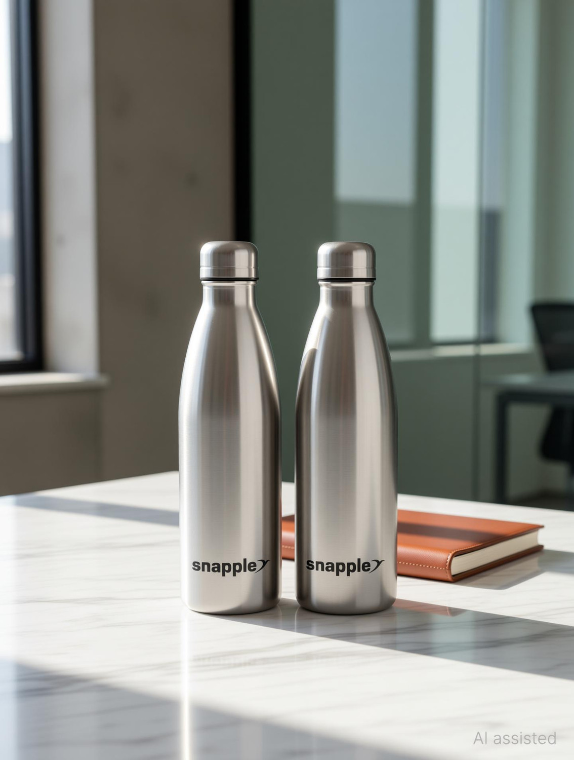 Snapple Pack of 2 Hydro Plus Stainless Steel Water Bottle Single Wall ISI Certified 1000 ml Bottle Steel