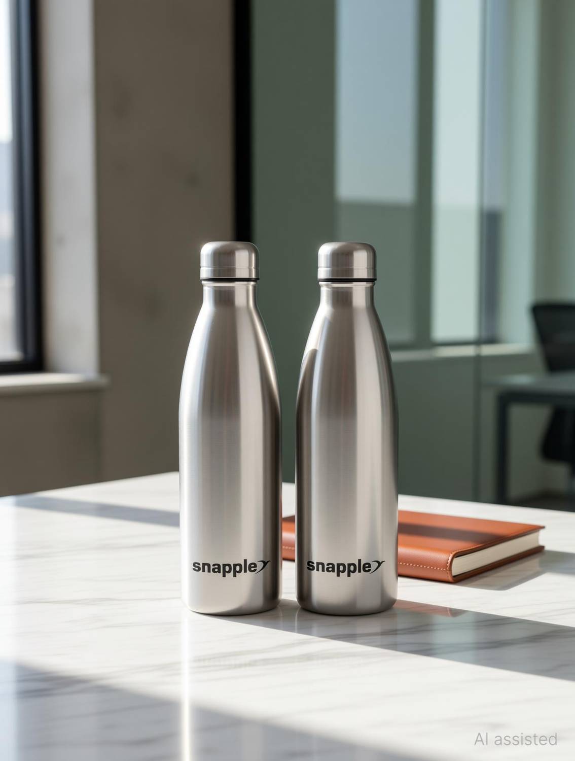 Snapple Pack of 2 Hydro Plus Stainless Steel Water Bottle Single Wall ISI Certified 1000 ml Bottle Steel