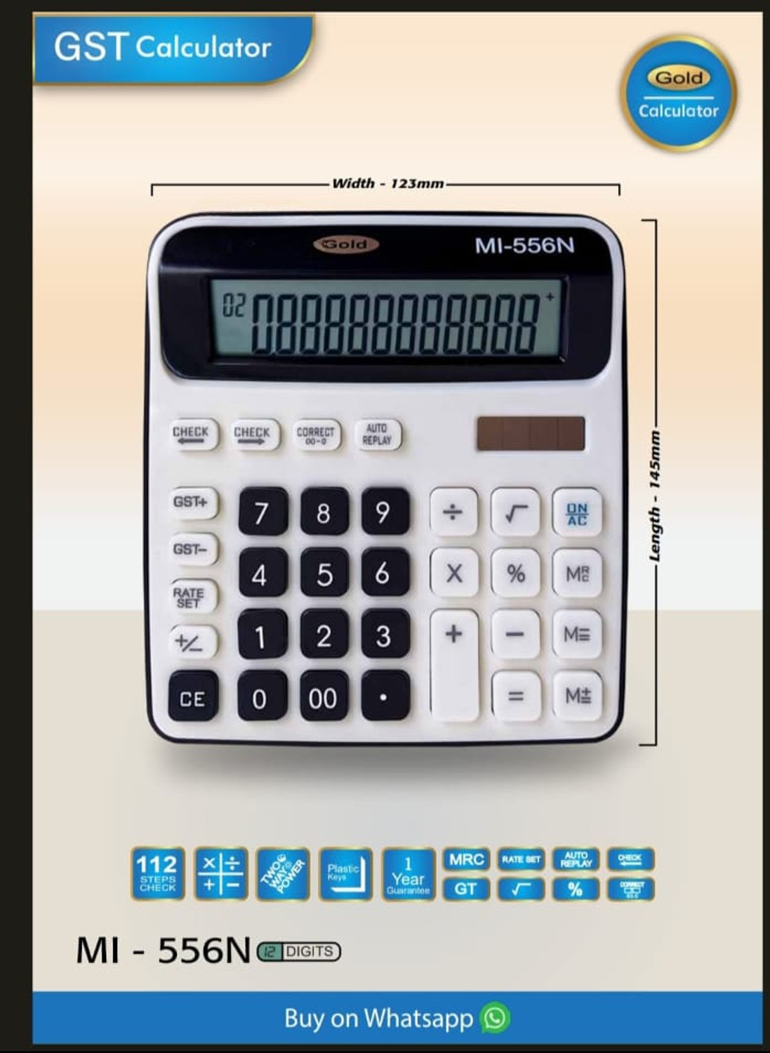 Villy Villy 12-Digit Dual Power Calculator | Check & Correct Function Basic Calculator