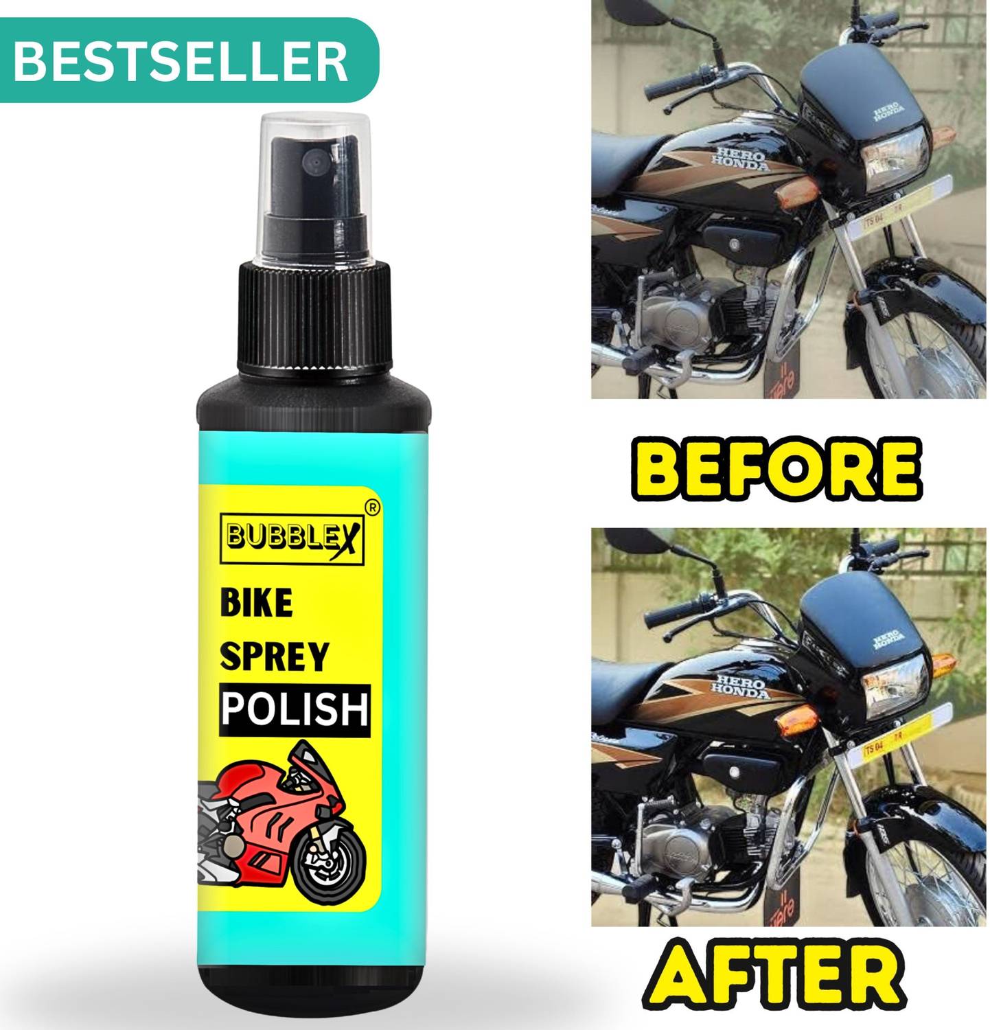 BUBBLEX Liquid Car Polish for Dashboard, Leather, Tyres, Metal Parts - Image 1
