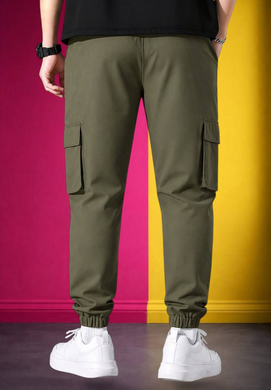 BOTTOM WORLD Men Cotton Blend Cargos - Image 2