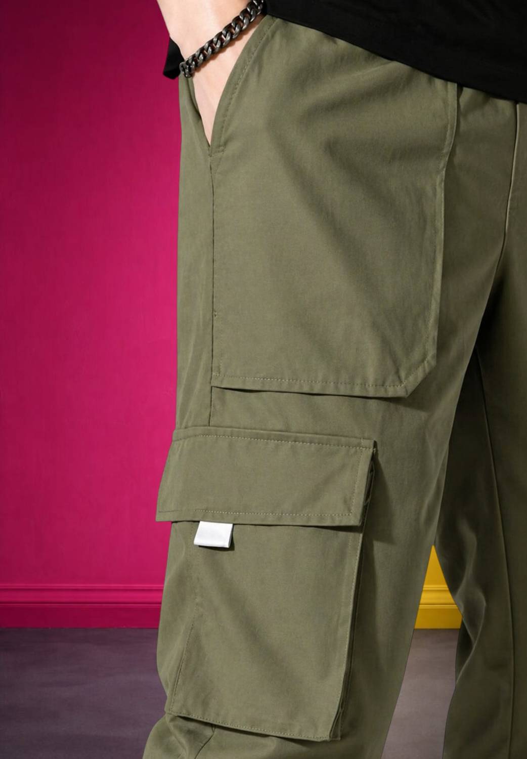 BOTTOM WORLD Men Cotton Blend Cargos - Image 4
