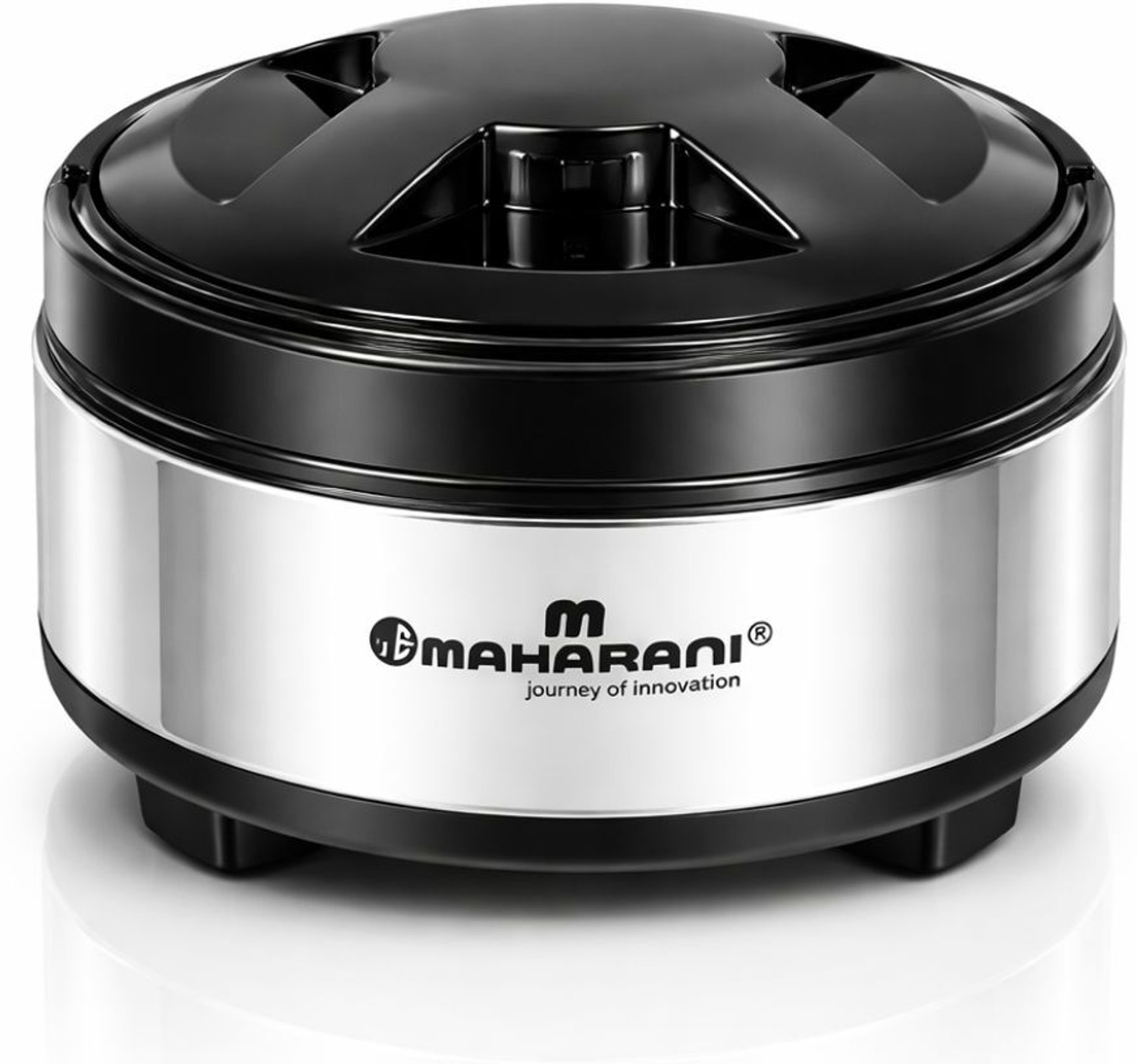 AE MAHARANI Stainless Steel Casserole Hot Case with Lid, (1200 ml, Black and Silver) Thermoware Casserole