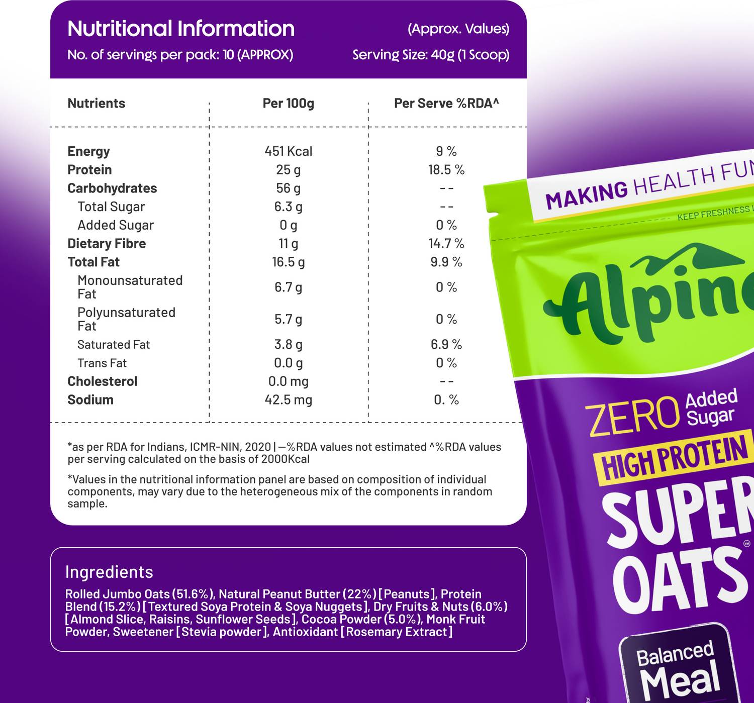 ALPINO 25g High Protein Super Oats Chocolate - Image 3