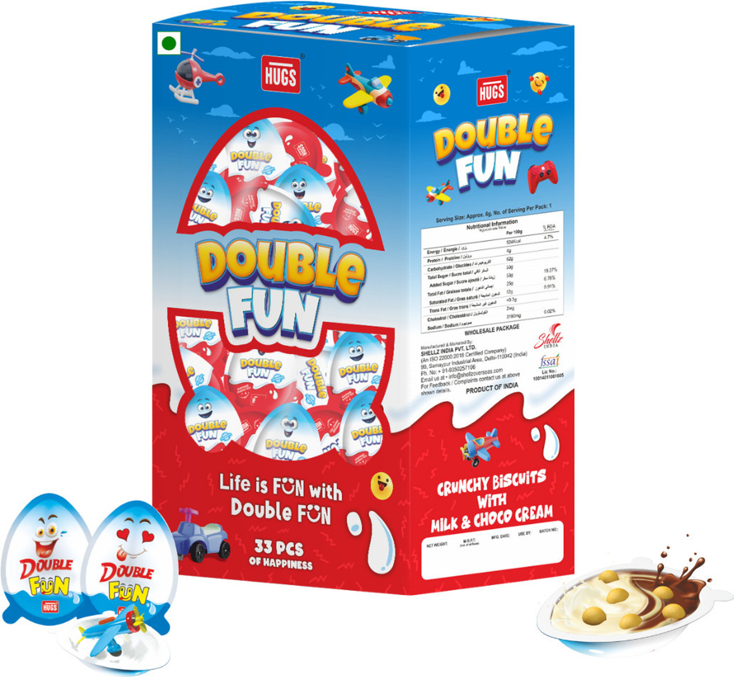 HUGS Double Fun Chocolate Eggs with Surprise Toy | Tasty Chocolate Snacks Crackles