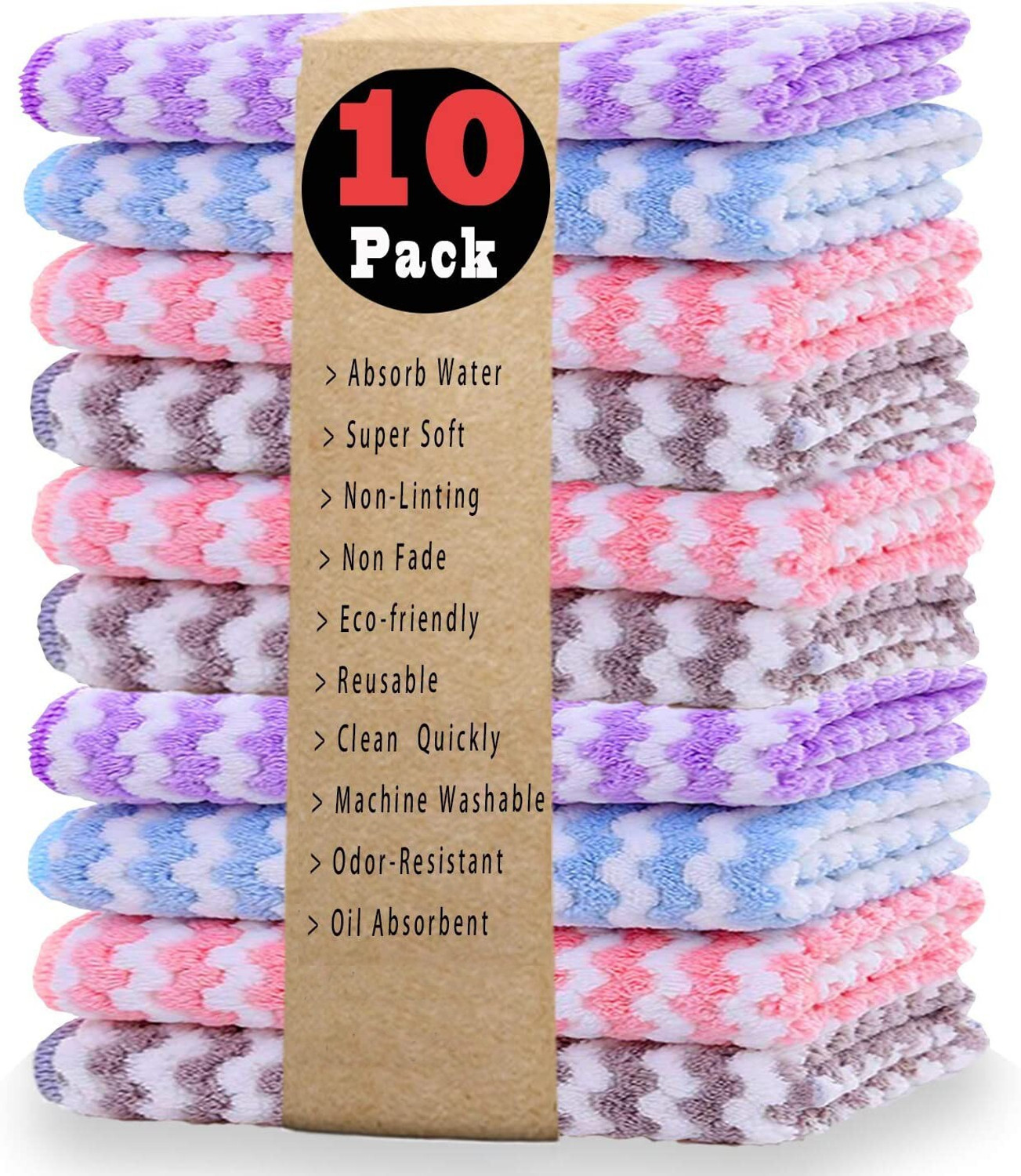 Xy Decor Microfiber Cleaning Cloths Dish Cloth Kitchen Rag 10 x10 Inch Multicolor Napkins