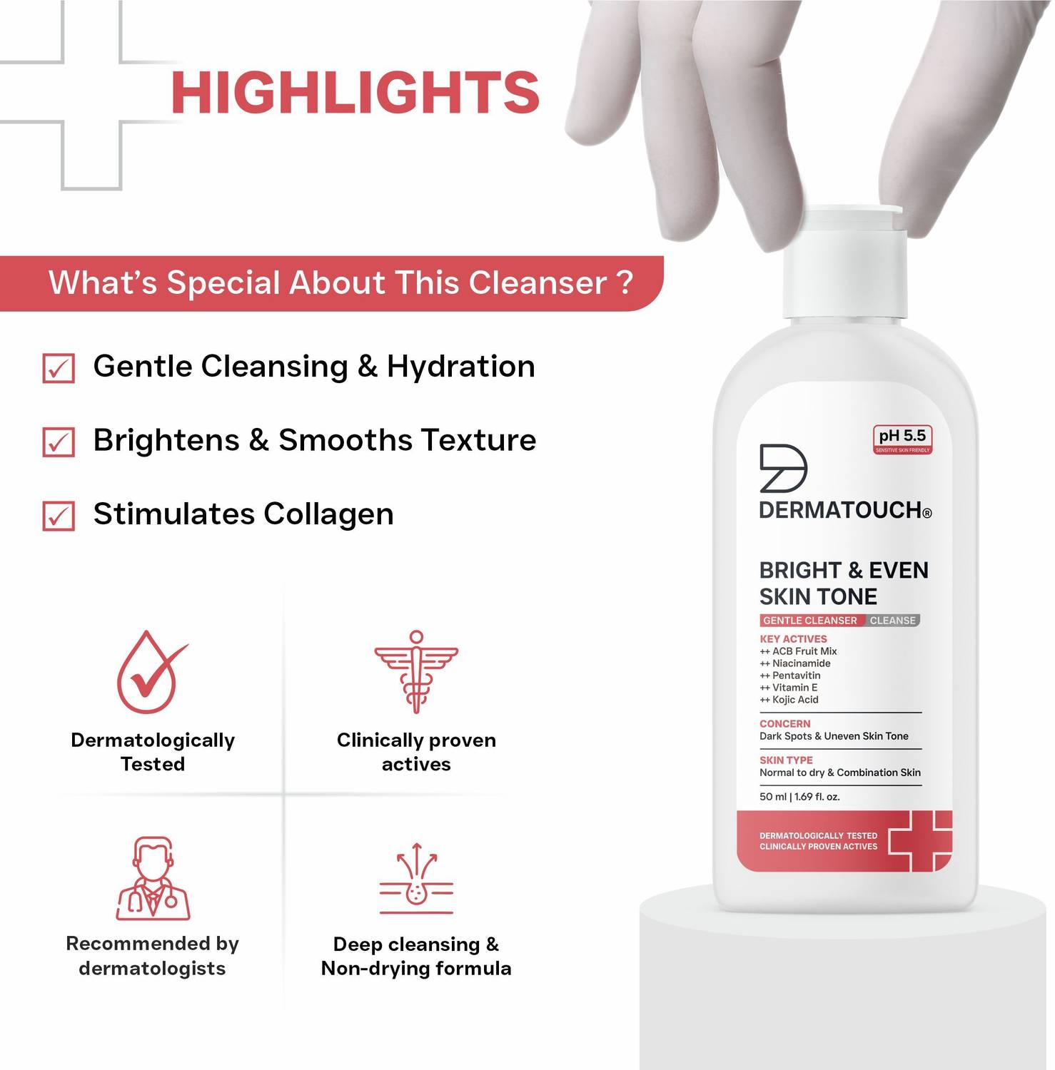 Dermatouch Bright & Even Skin Tone Gentle Cleanser - Image 4