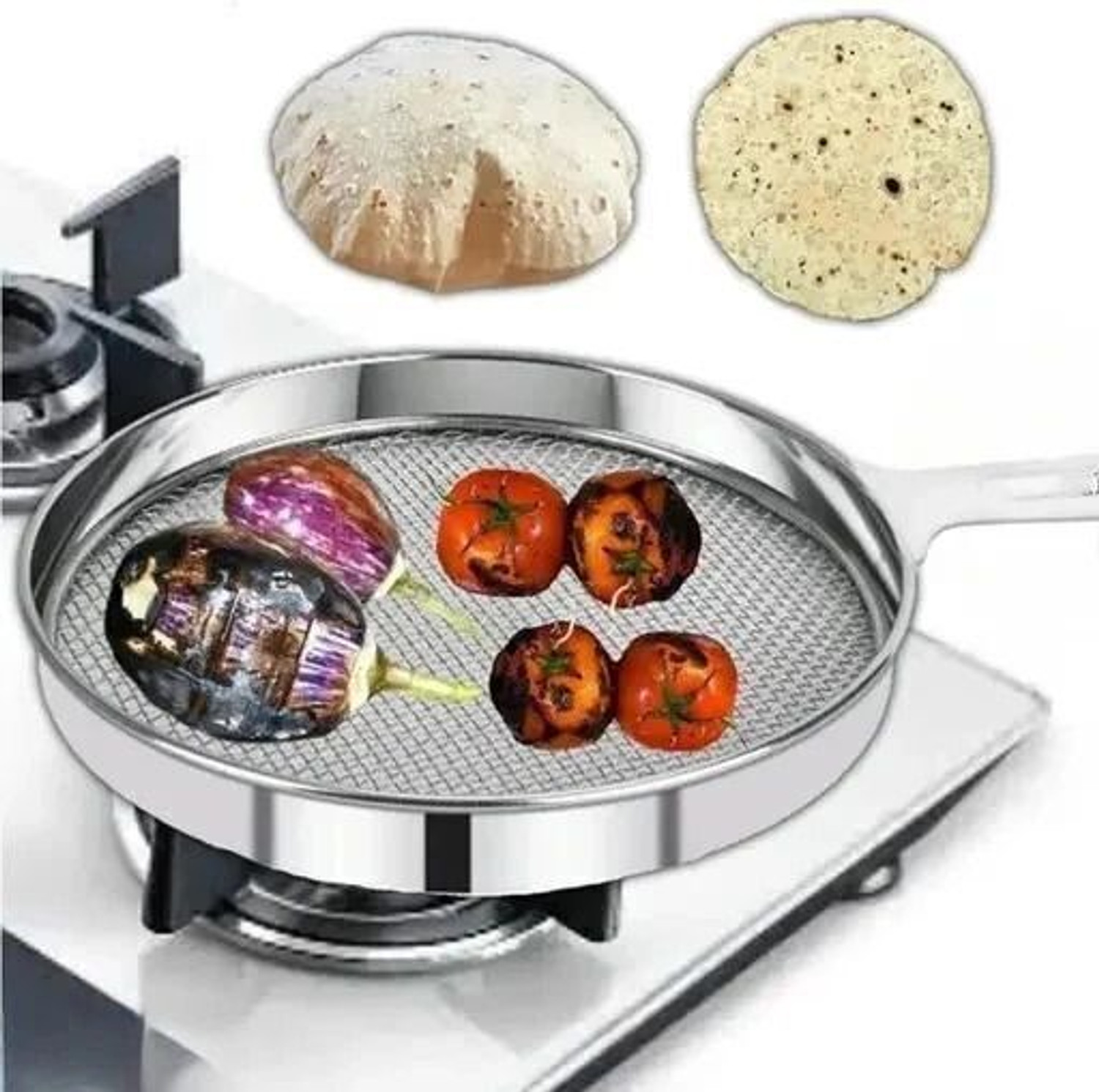 Culinary Crafts Phulka Grill Roaster, Handle Steel Papad jaali Strainer