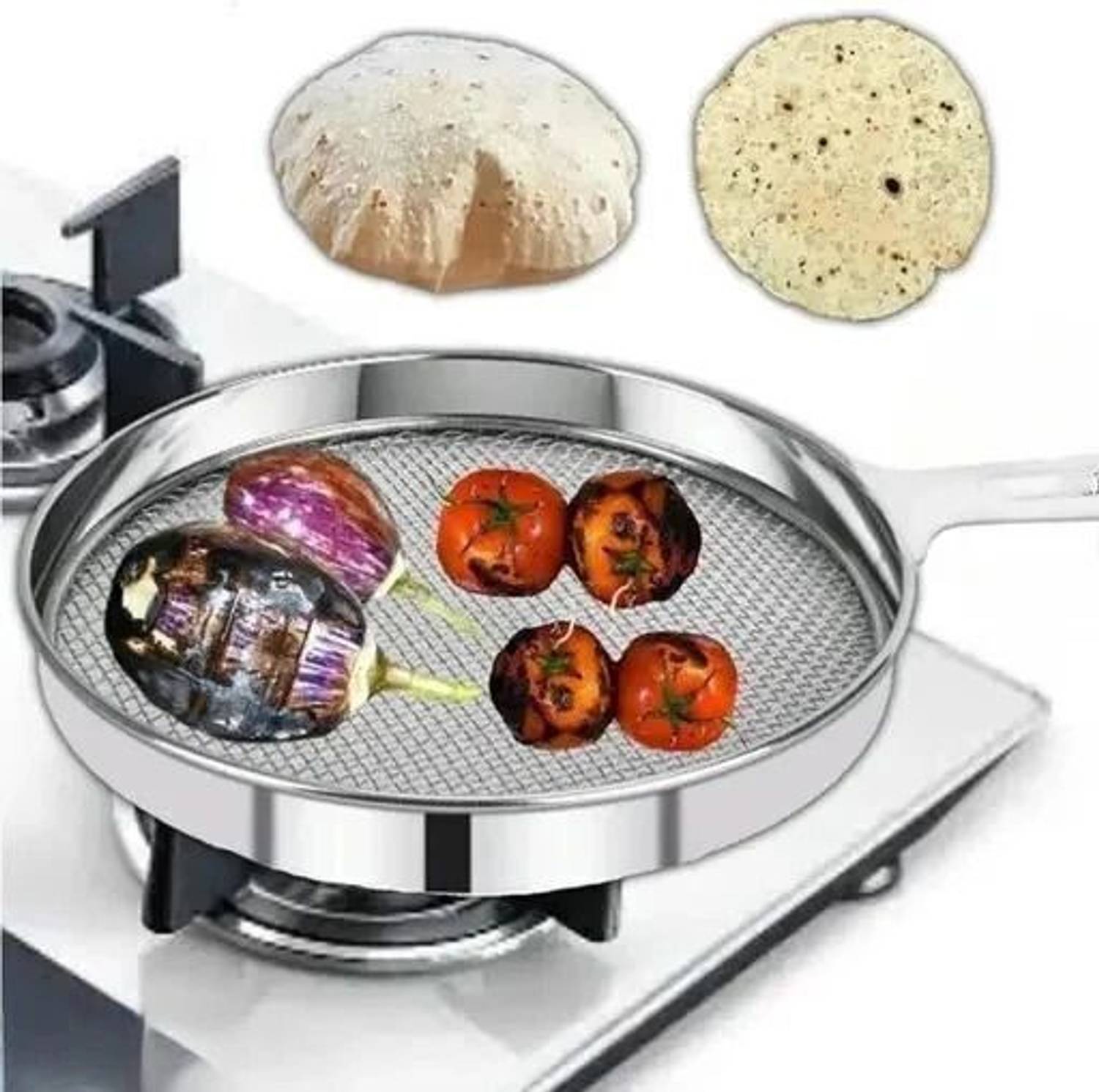 Culinary Crafts Phulka Grill Roaster, Handle Steel Papad jaali Strainer