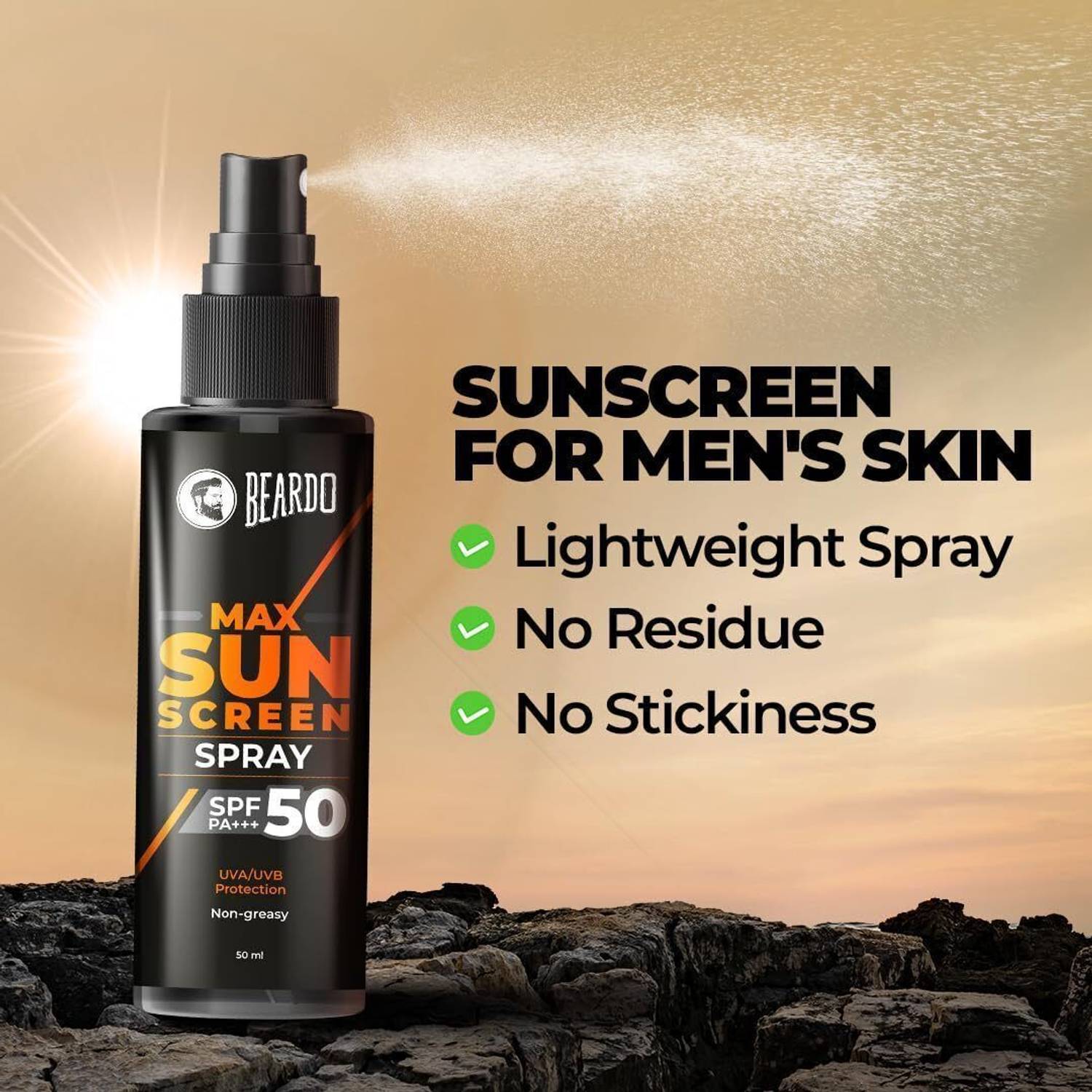 BEARDO Combo Hair Serum, Sunscreen Spray, Perfume, Body Wash, De-tan - Image 4