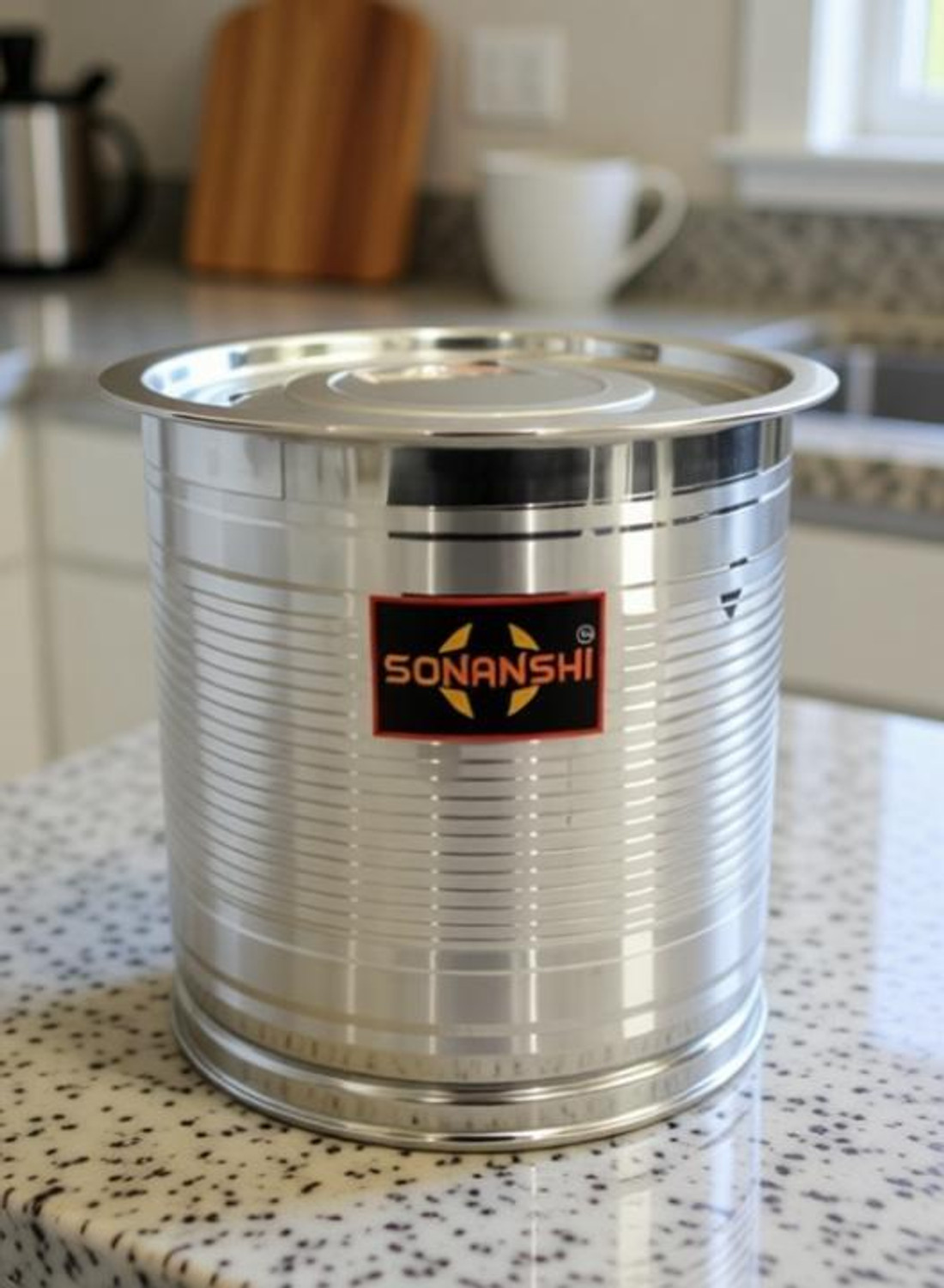 Sonanshi Pack of 1 Steel Grocery Container - 23 L Silver