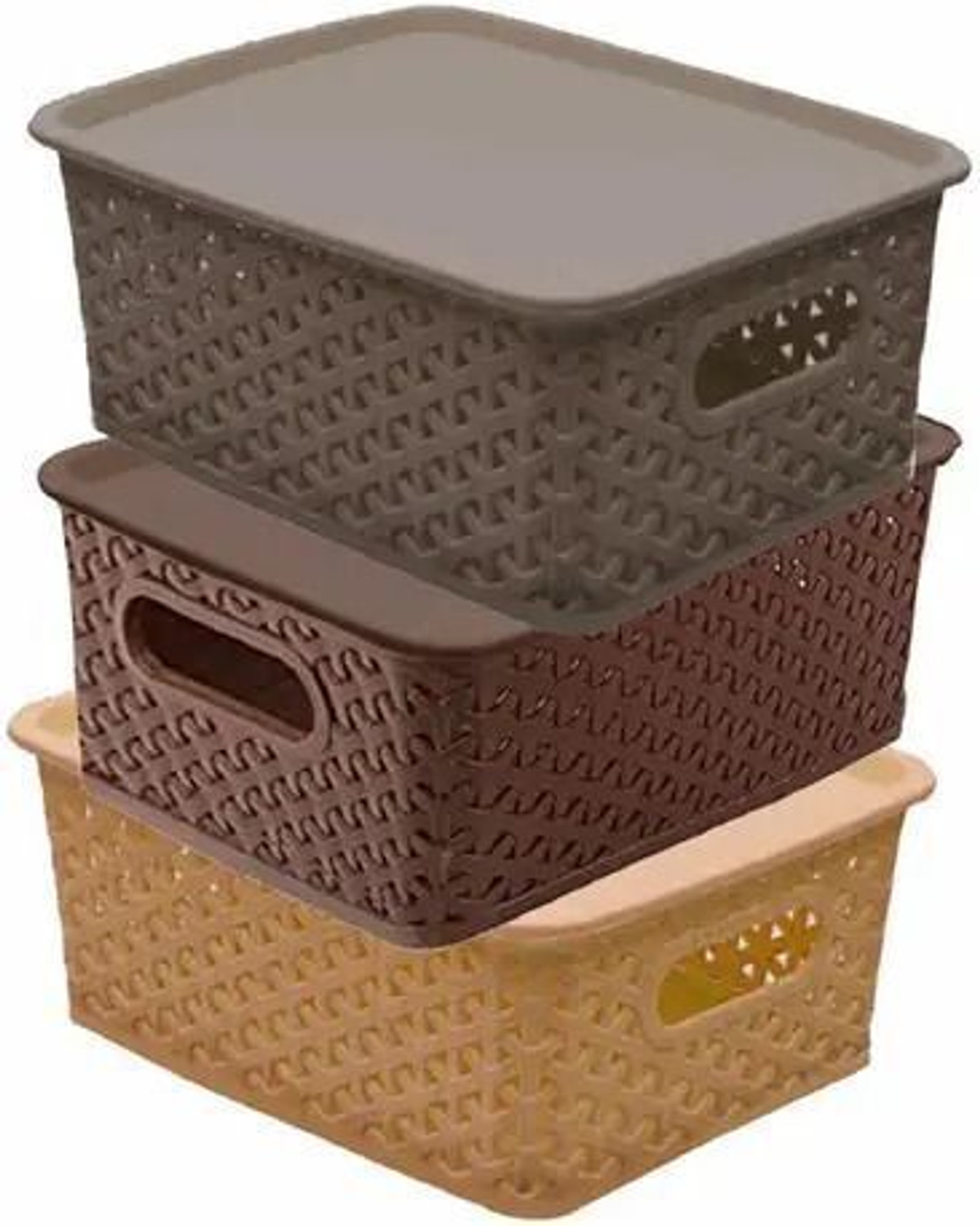 VR Pack of 3 Plastic Grocery Container - 4500 ml Multicolor