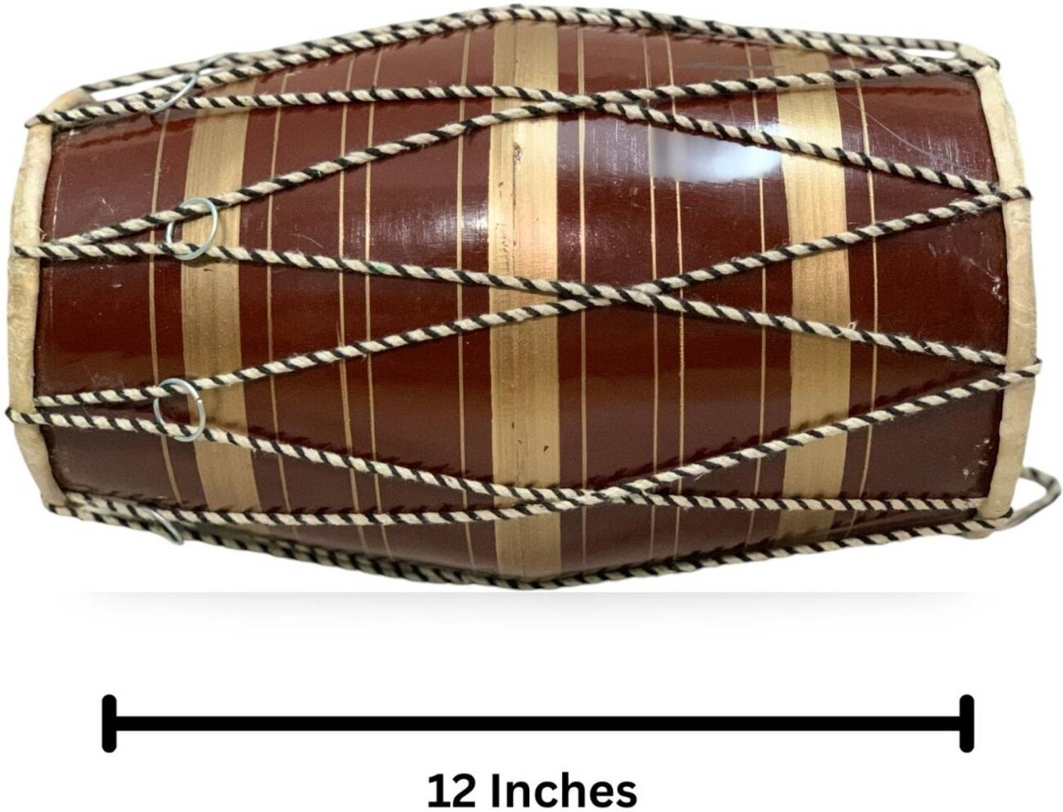 horain traders 12 inch Brown Rope & Rings Baby Dholak - Image 5