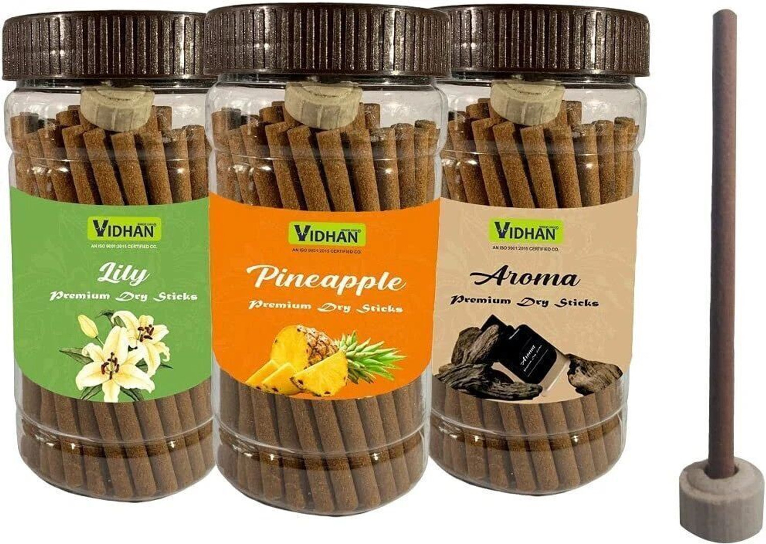 vidhan Dhoop Sticks Premium Jar 3x100Gm | No Bamboo| Dhoop Stick | LILY PINEAPPLE AROMA Lavender Dhoop