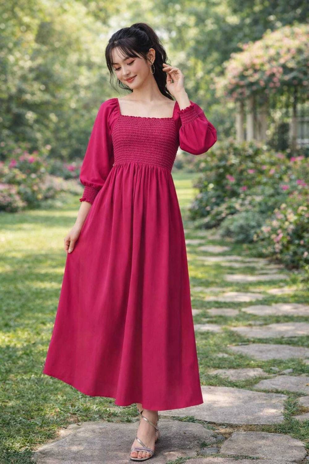 Sidha Apparels Women Maxi Pink Dress