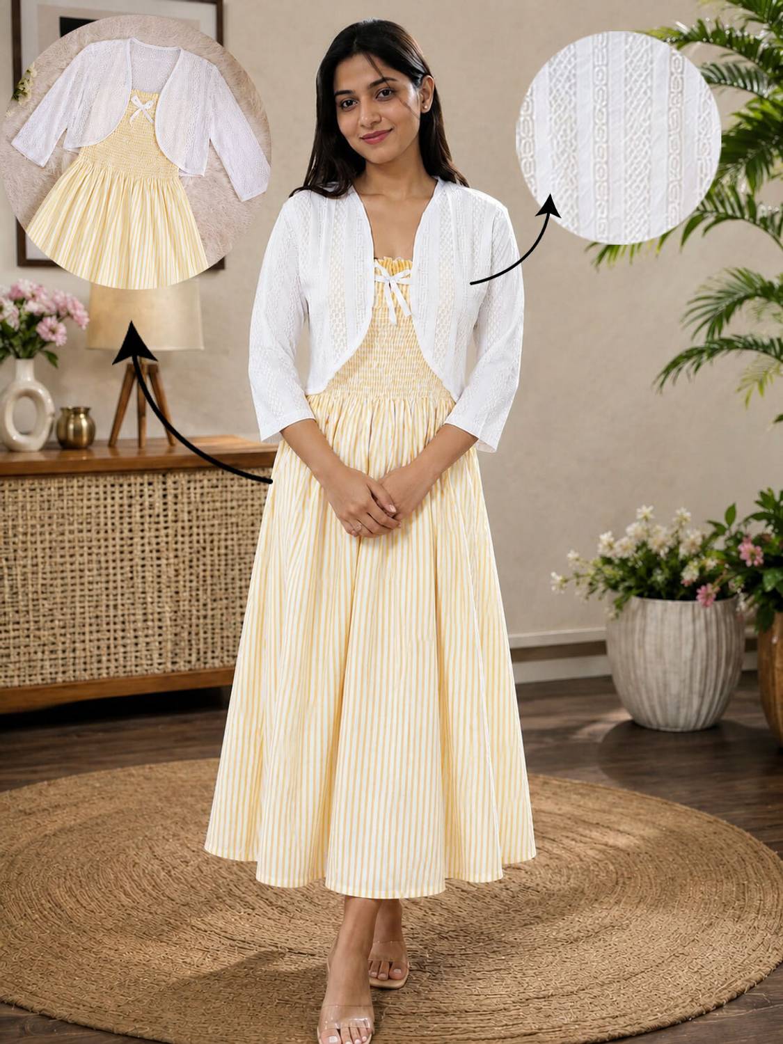 Dr.Zoom Women Fit and Flare Yellow Dress