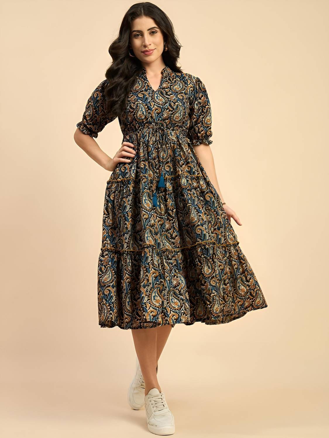 JUSTHER Women Fit and Flare Multicolor Dress