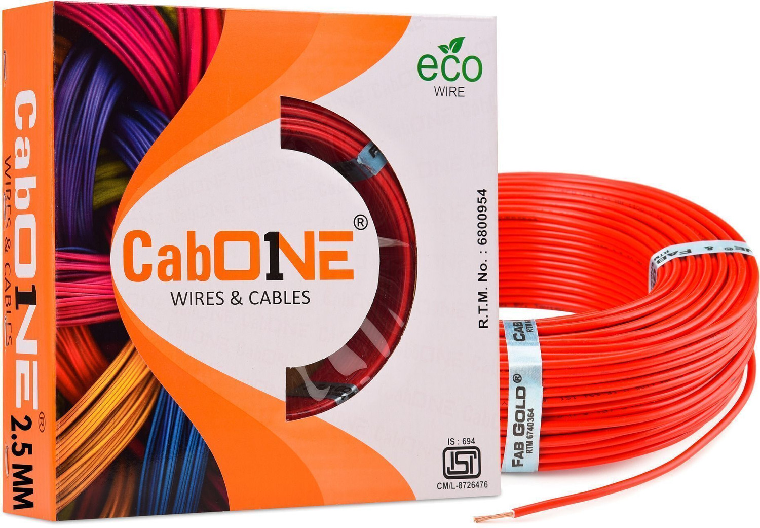 CabOne Copper 2.5 sqmm 90 MTR FR PVC Multi Strand Electric House single Copper wire 2.5 sq/mm Red 300 ft. Wire