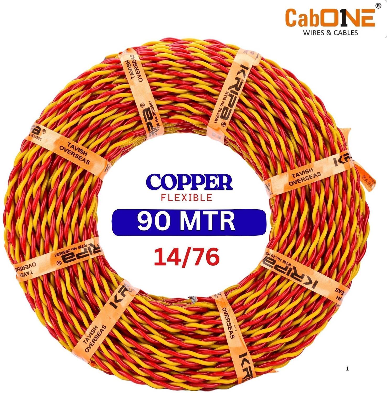 CabONE 10/76 Lite 2 Core 0.5 sq/mm Wire, 91m, Red/Yellow - Image 1