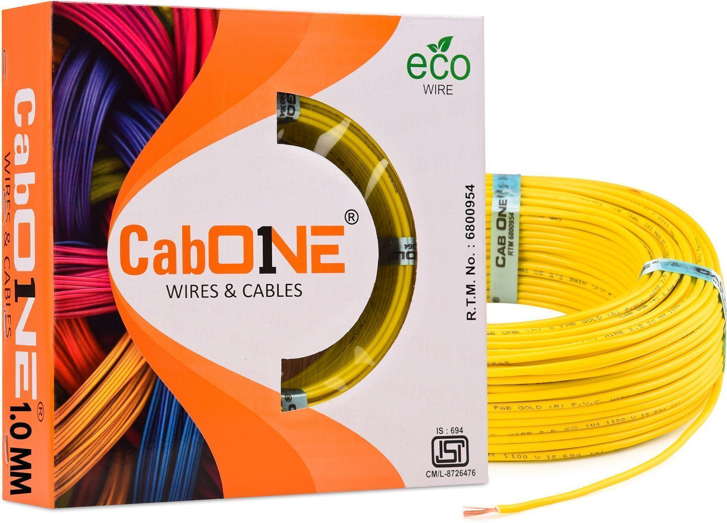 CabOne Copper 1.0 sqmm 90 MTR FR PVC Multi Strand Electric House single Copper wire 1 sq/mm Yellow 300 ft. Wire
