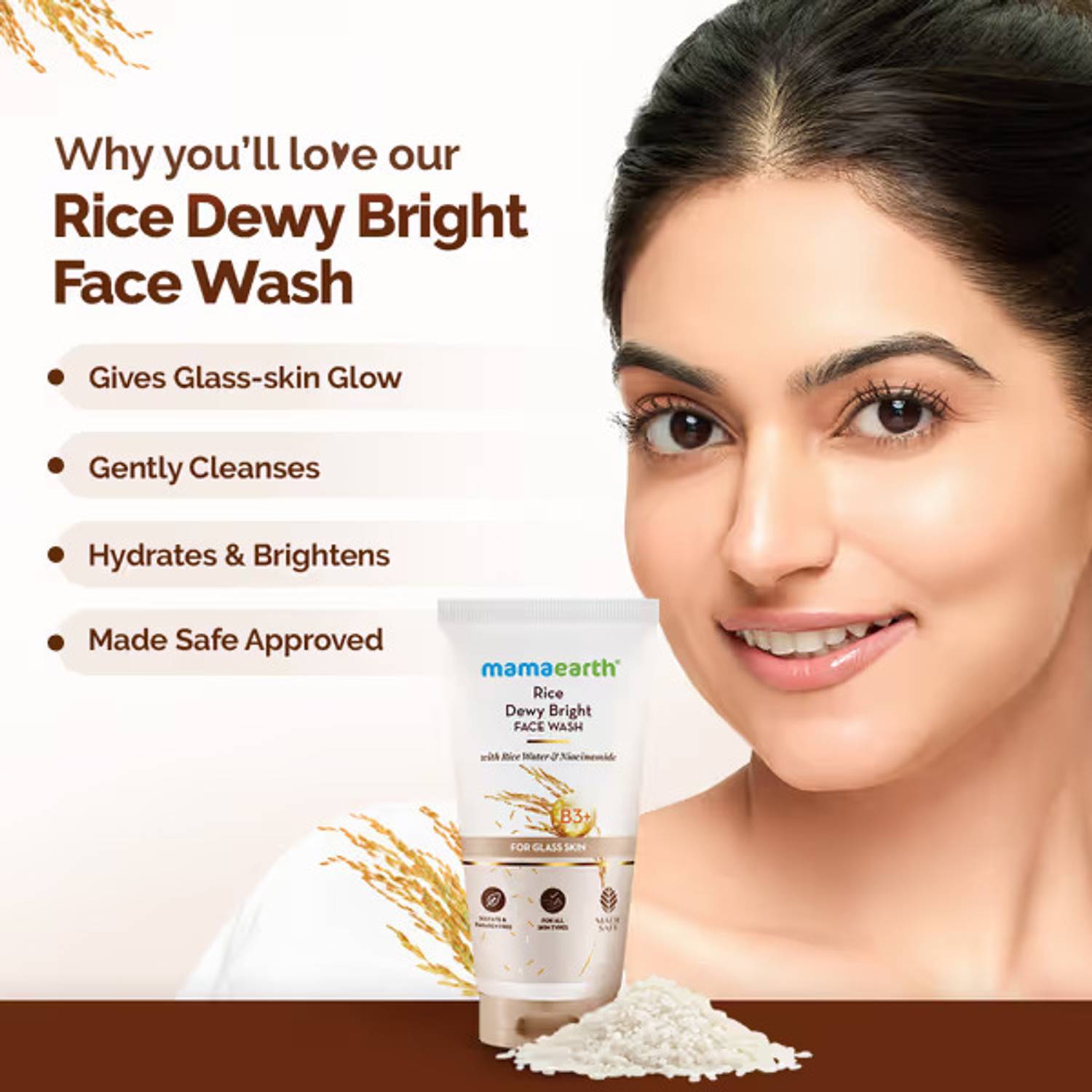 Mamaearth Rice Dewy Bright Facewash Pack of 2 · 50 ml (100 ml total) - Image 3