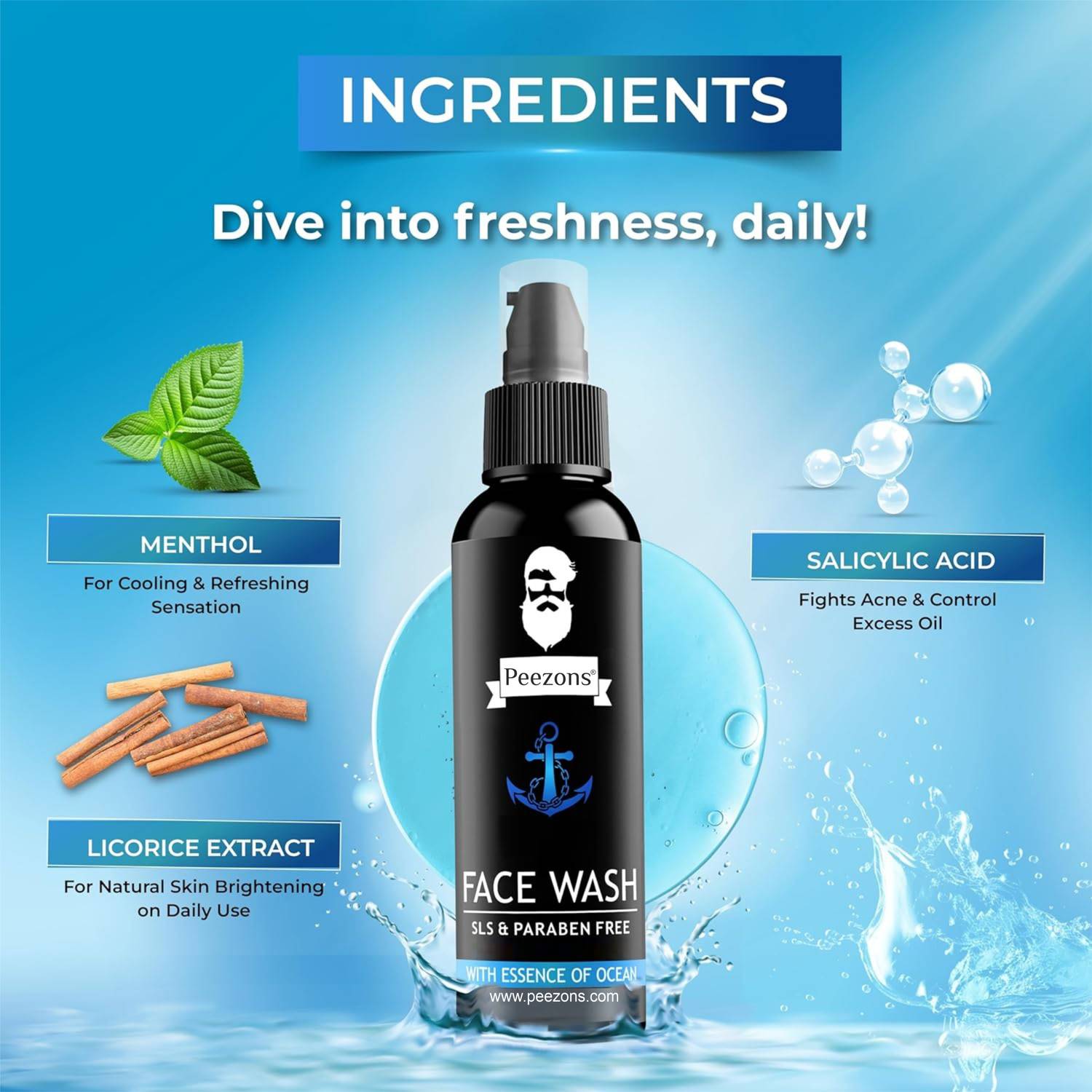 Peezons For Men Anti Acne & Pimple Face Wash - Image 4