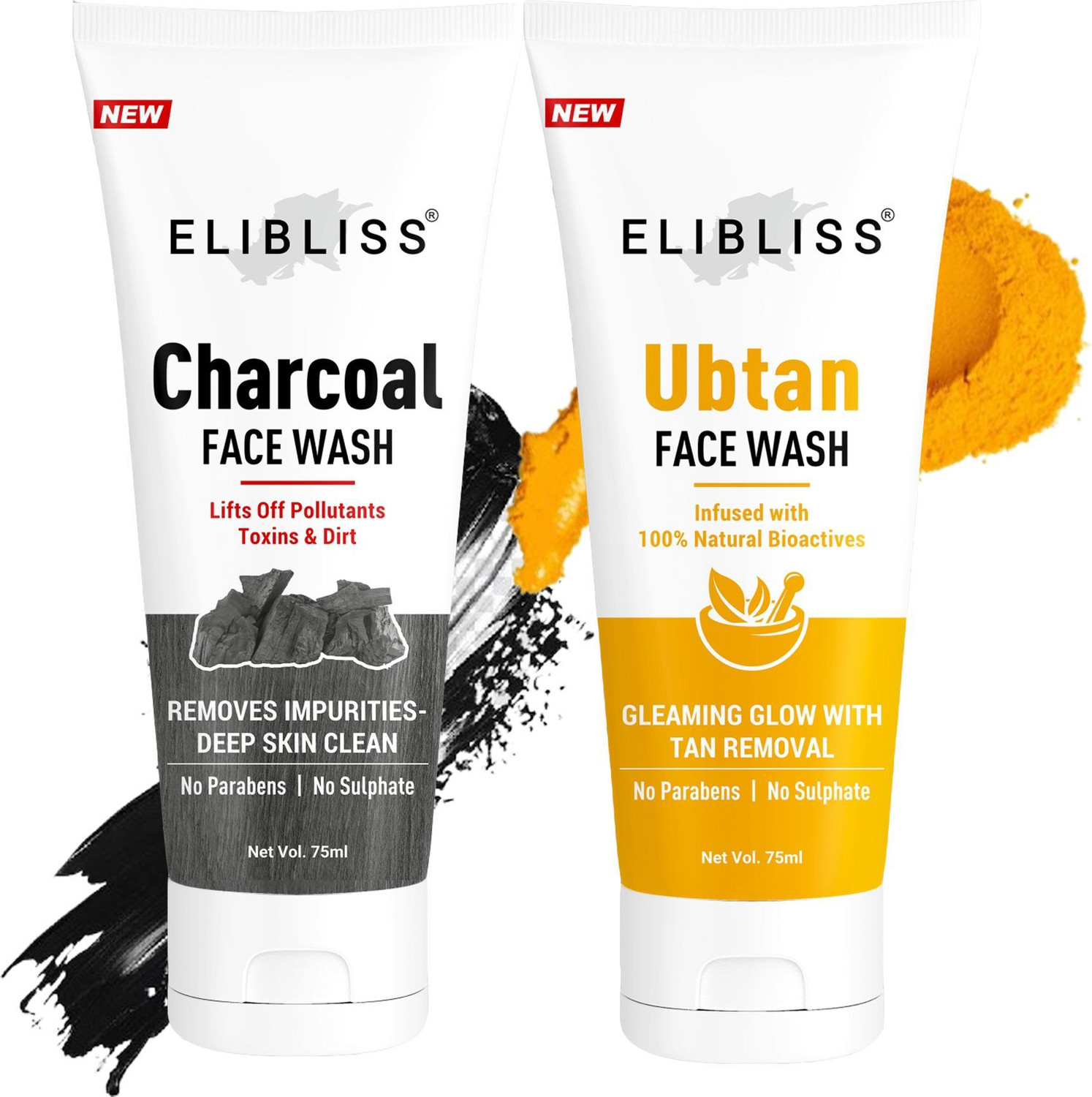 ELIBLISS Charcoal & Ubtan for Oil Control, Anti Acne & Anti Pimple Men & Women Dry Skin Face Wash