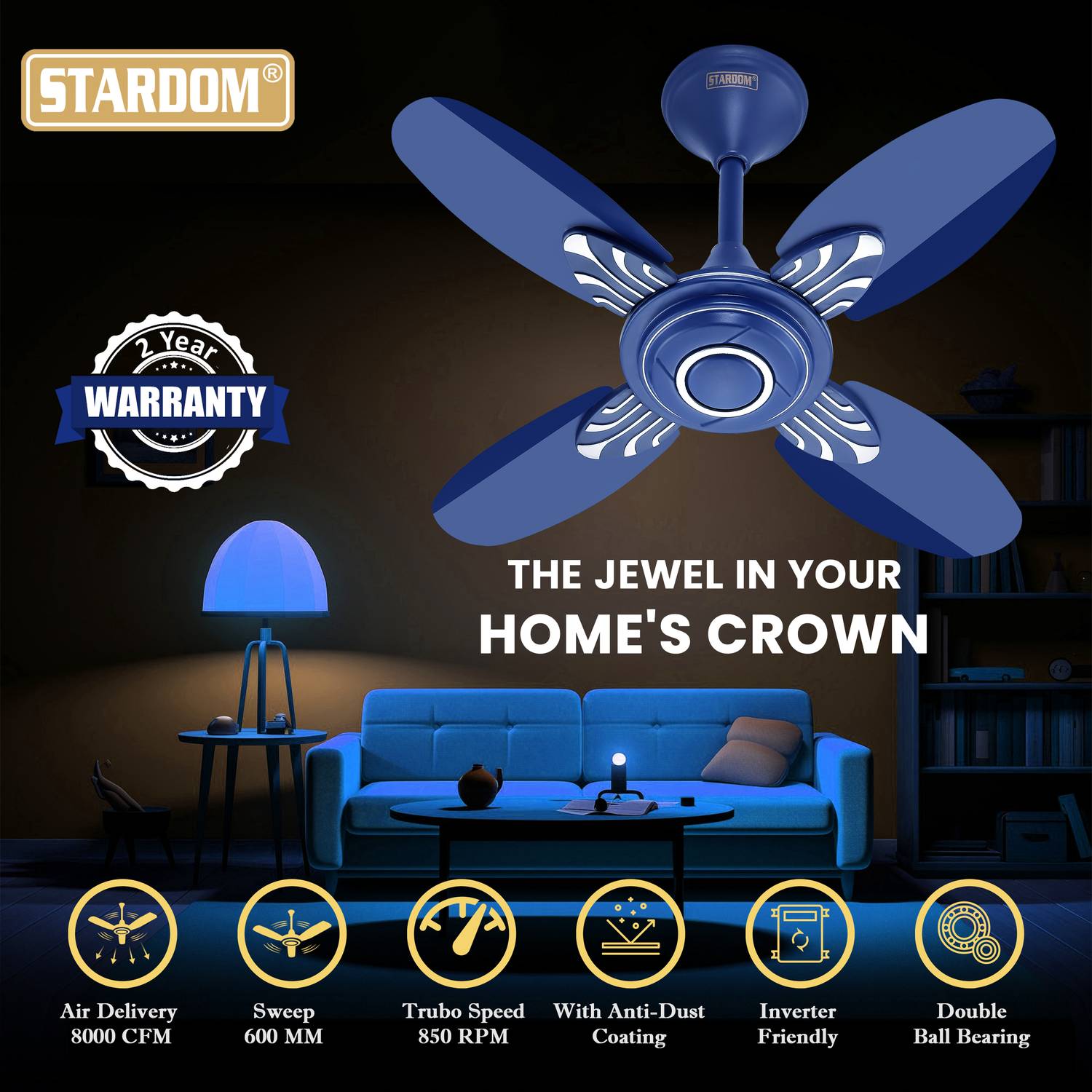 Stardom EAGLE DECO 600mm 4 Blade Ceiling Fan - Image 2