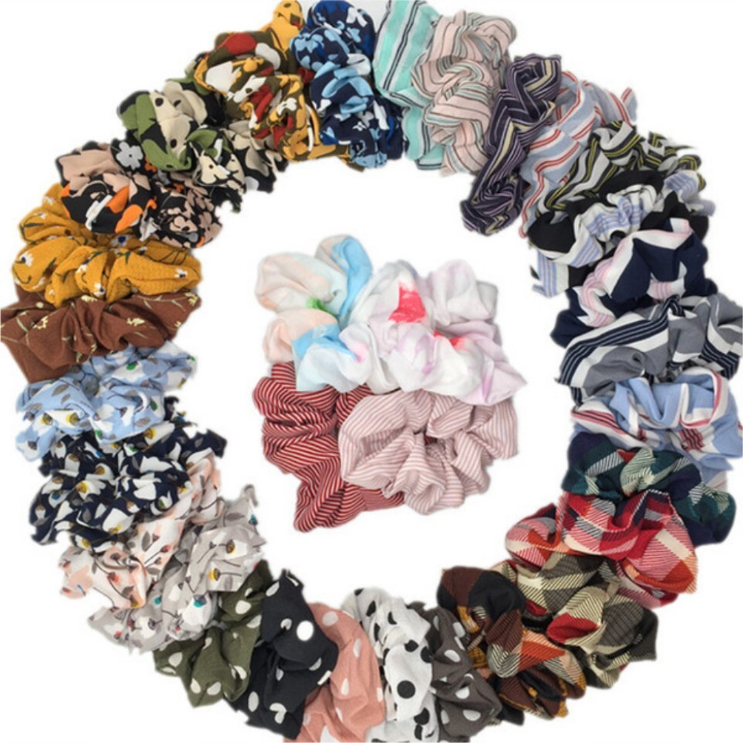 ASzodiac 24pcs Hair Scrunchies Floral Printed Hair Accessories Set for Women or Girl Scrunchies
