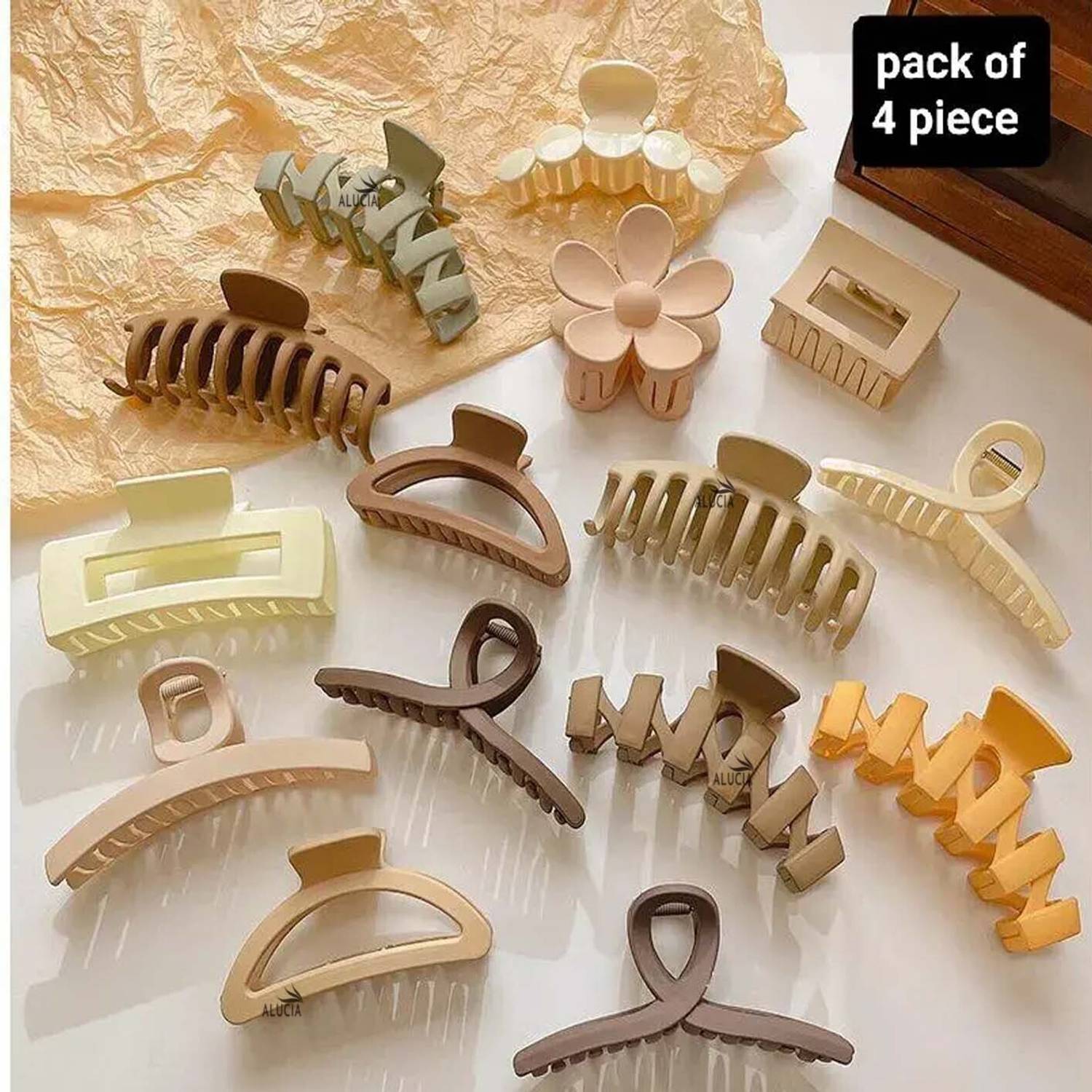ALUCIA Matte Multi Design Hair Claw Clip Combo - Image 1
