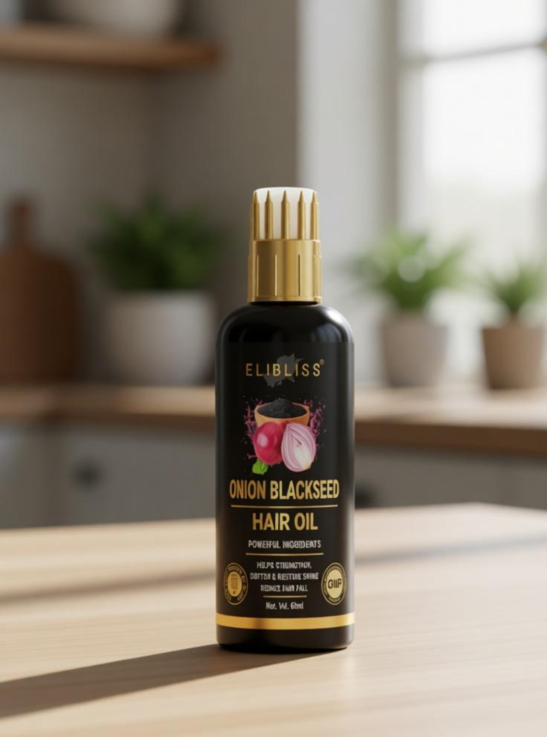 ELIBLISS Onion Blackseed Hair Oil with Comb for Smooth Hair and Hair Growth Hair Oil