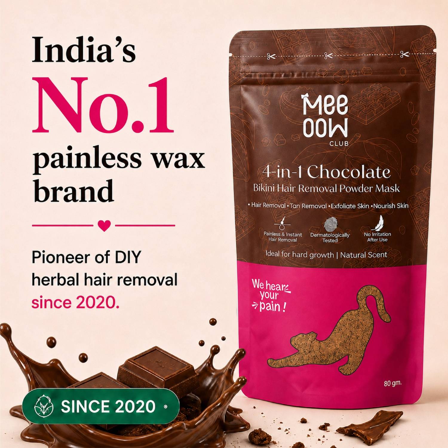 MEEOOW CLUB Bikini Wax - Chocolate Hair Removal Powder - Image 2