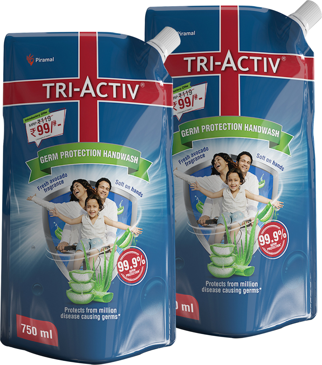 Tri-Activ Germ Protection Handwash - Refill | Protects from 99.9% disease causing germs Hand Wash Refill Pouch