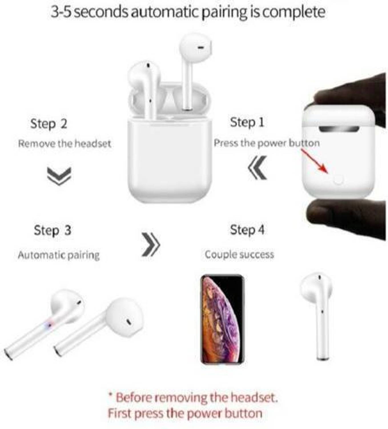 AJ HUB Magnetic TWS i12 Earbuds - Image 2