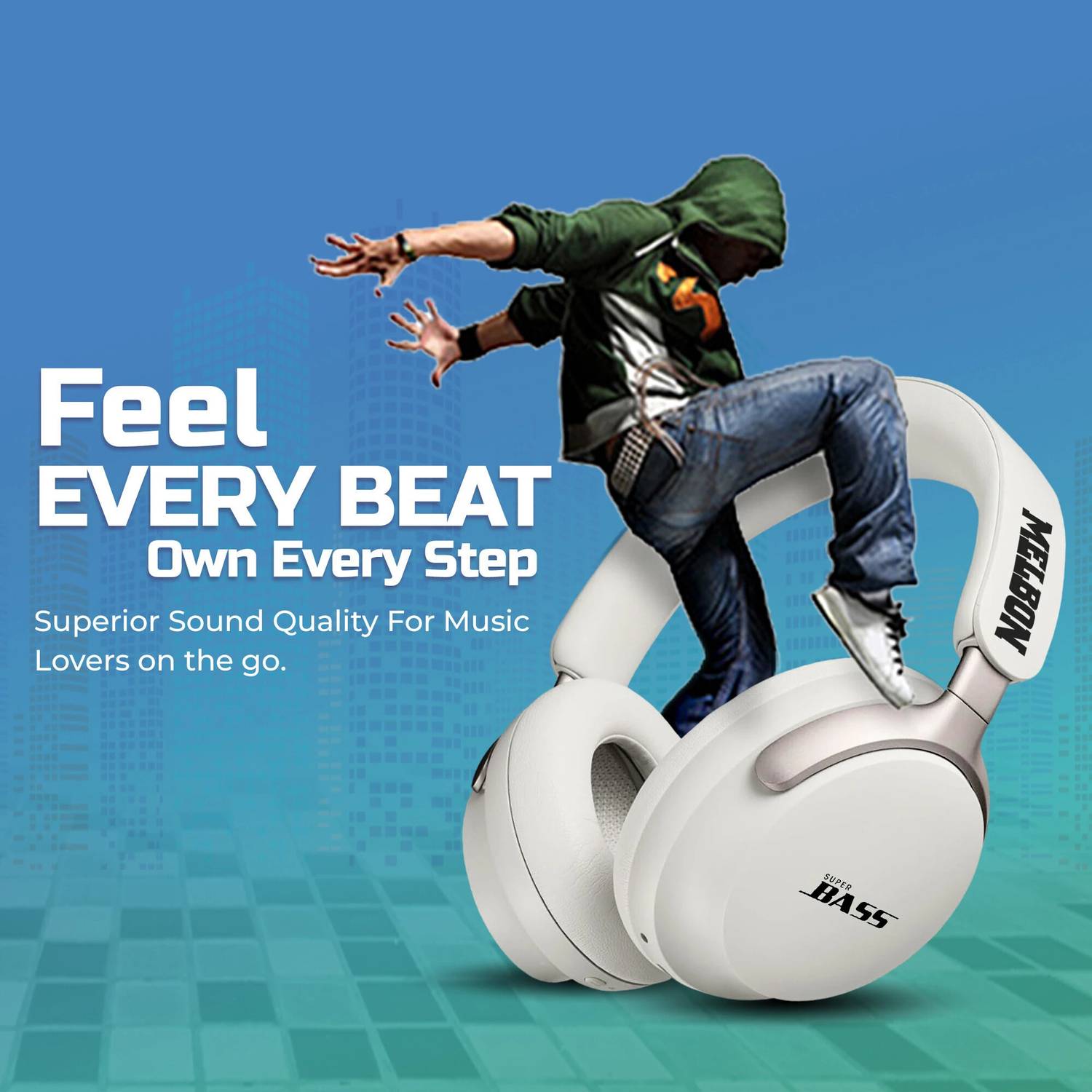 Melbon Pulse Bass Over-Ear Bluetooth Headphones - Image 4