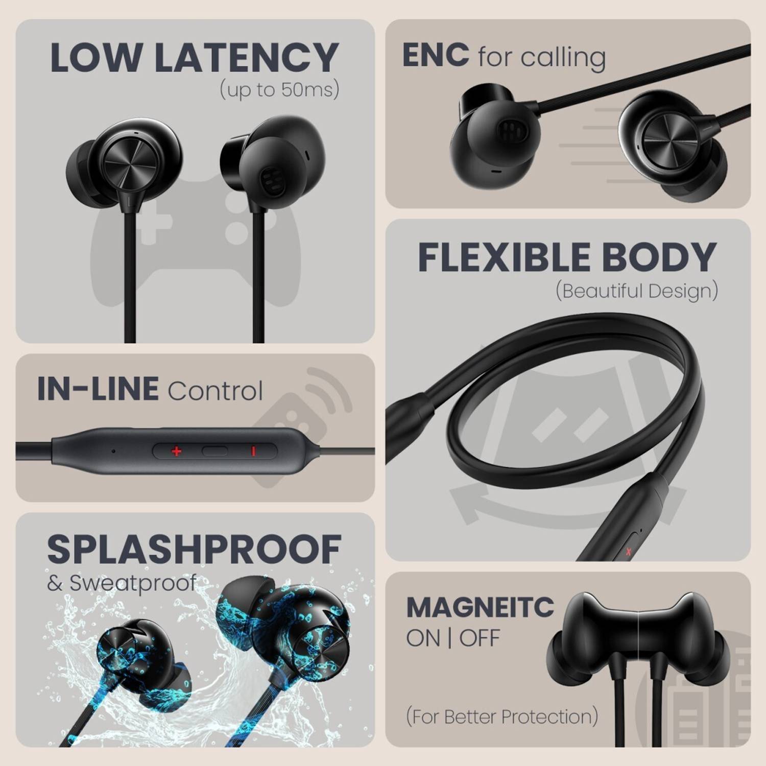 Amola T60 Bullets Wireless Z Bass Edition Neckband Headphone - Image 2
