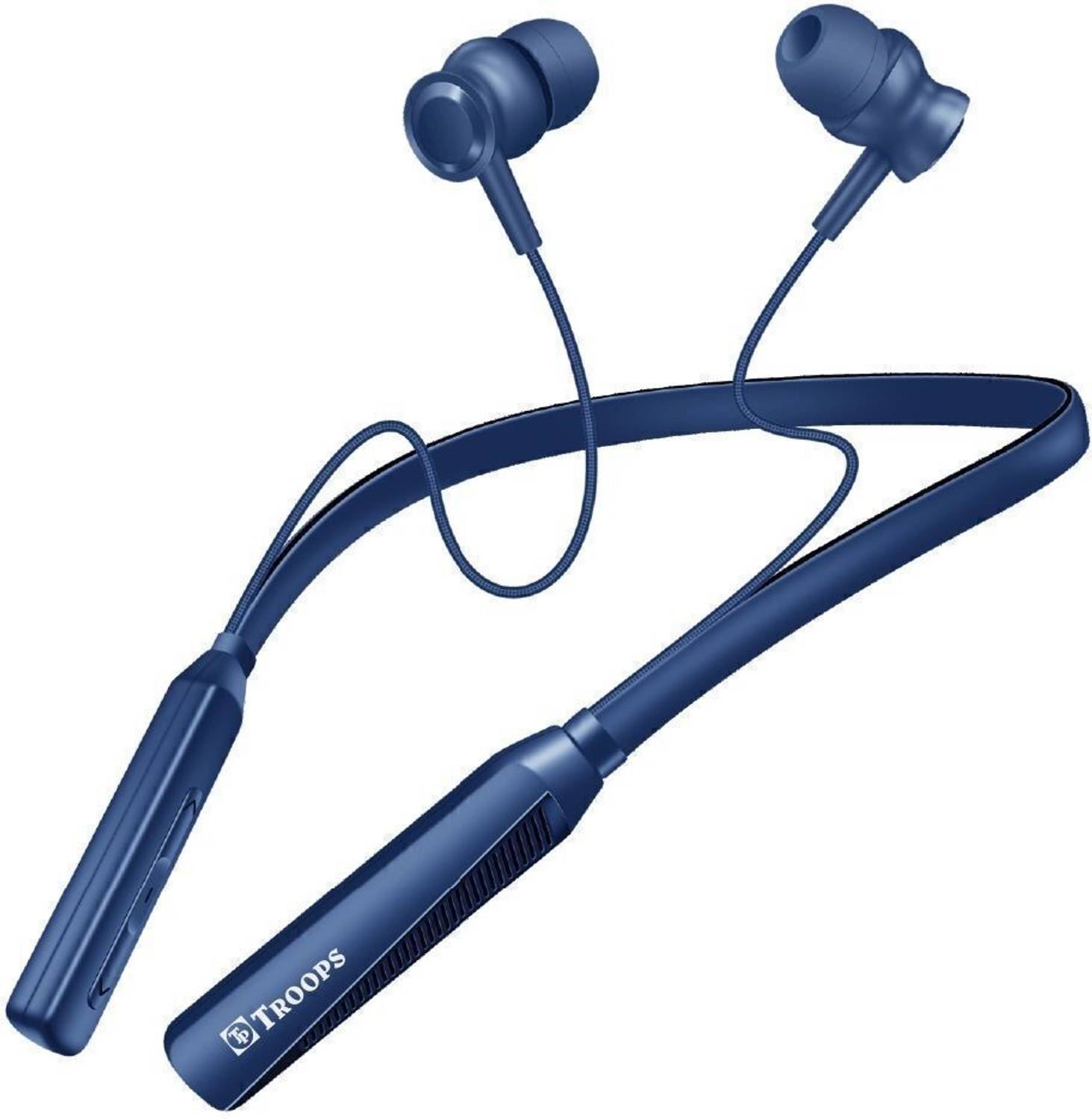 TP TROOPS Neckband Earphones with 10mm Drivers,Music Above 20 Hours Playtime Bluetooth & Wired Headset
