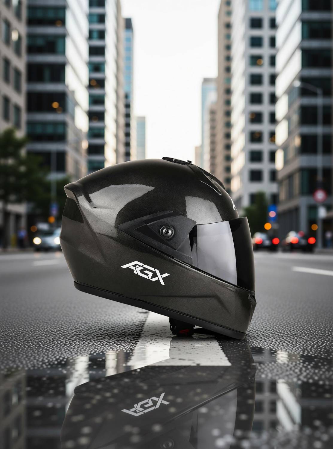 FOROLY Fighter AGX ABS Black Visor Motorbike Helmet - Image 1
