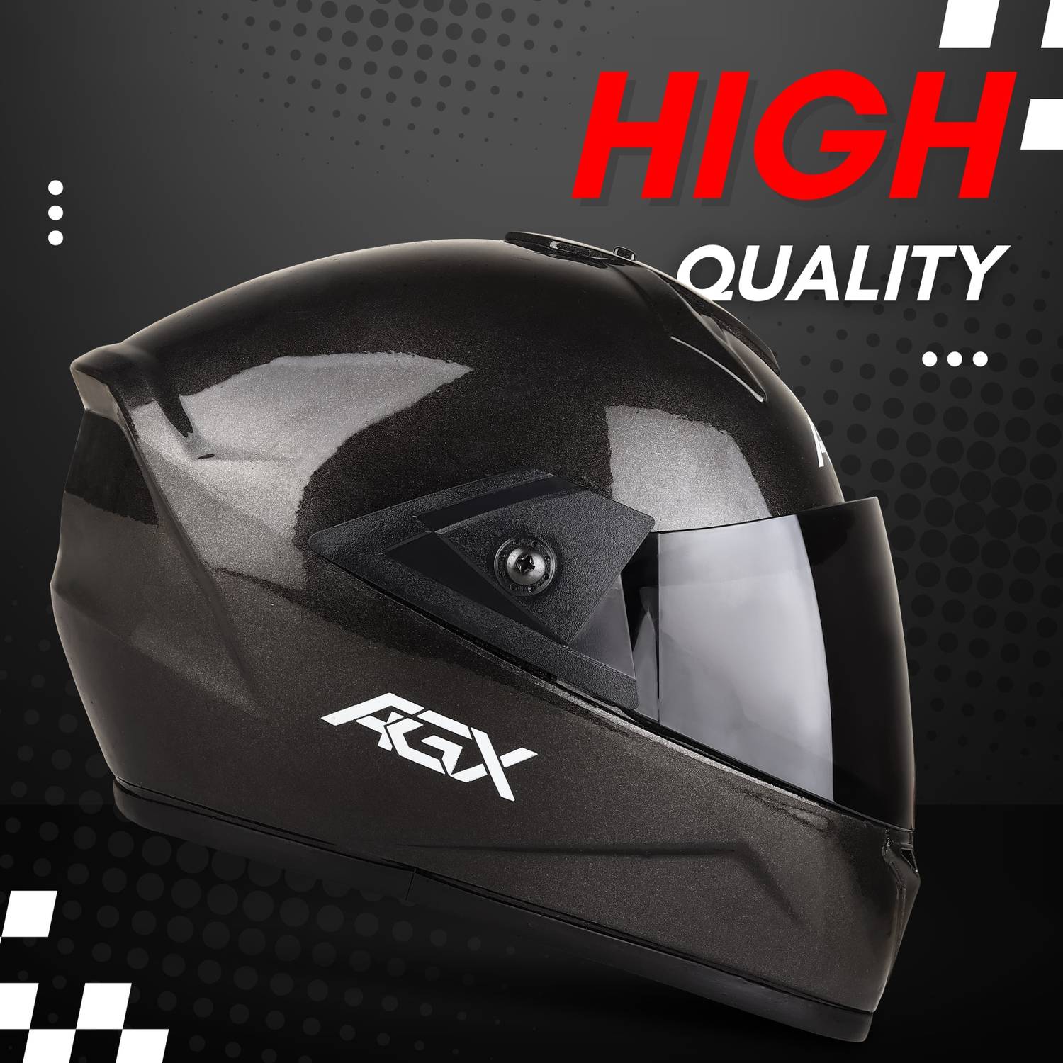 FOROLY Fighter AGX ABS Black Visor Motorbike Helmet - Image 4