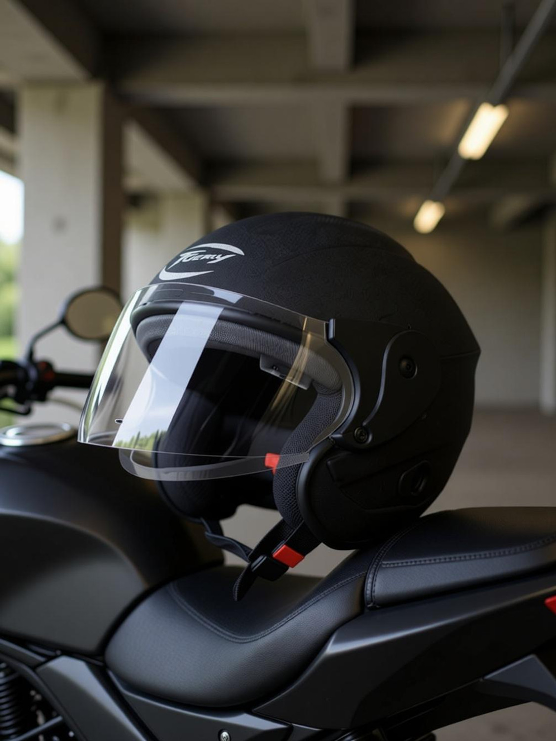 fuery HALF FACE NANO PRO ( BLACK ) Motorbike Helmet