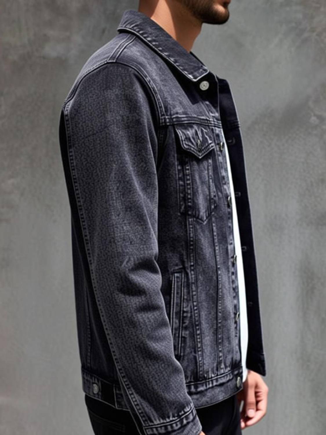 TissuAmour Men Denim Jacket - Image 3