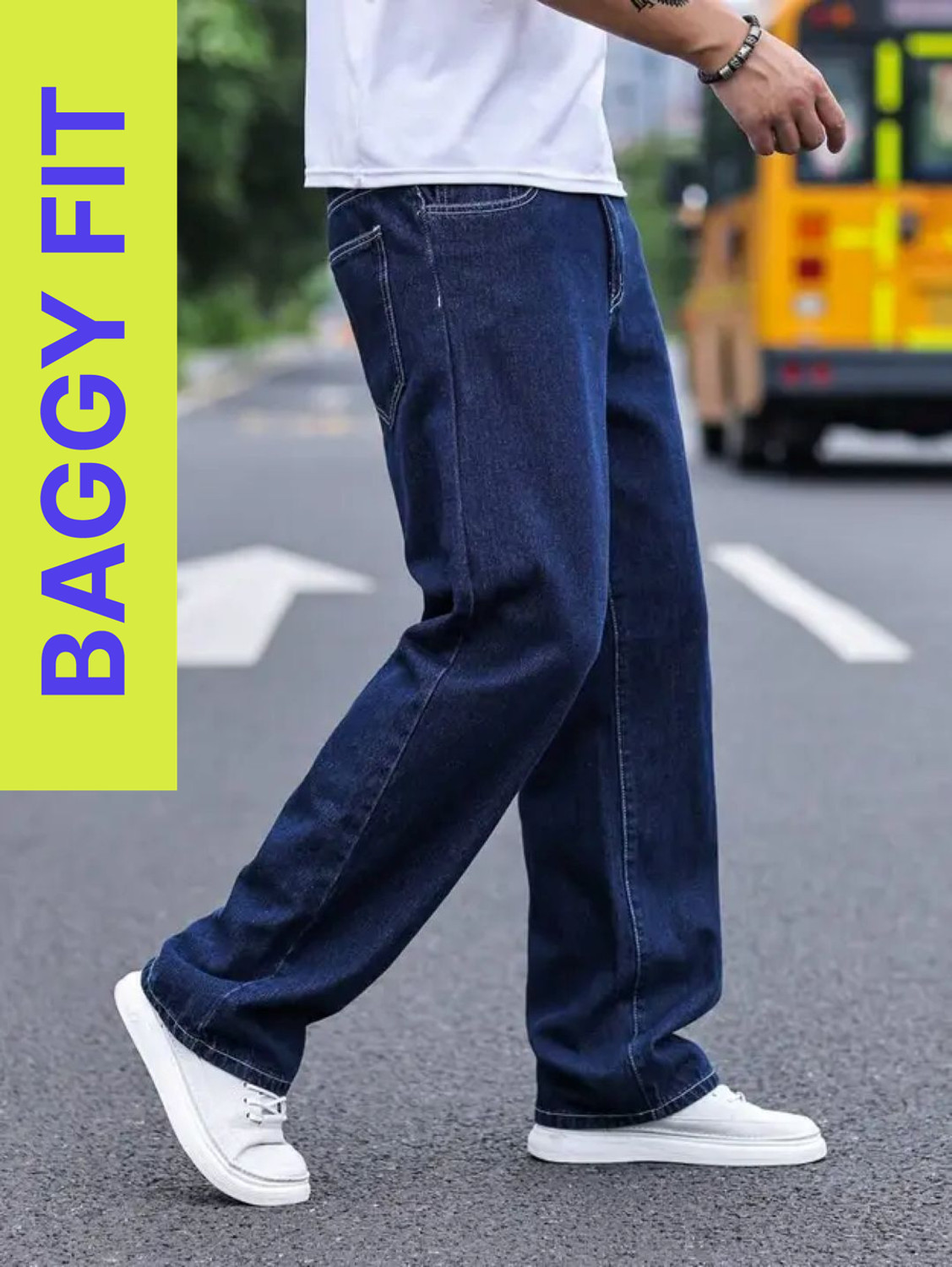 Shre.ce Loose Fit Men Dark Blue Jeans