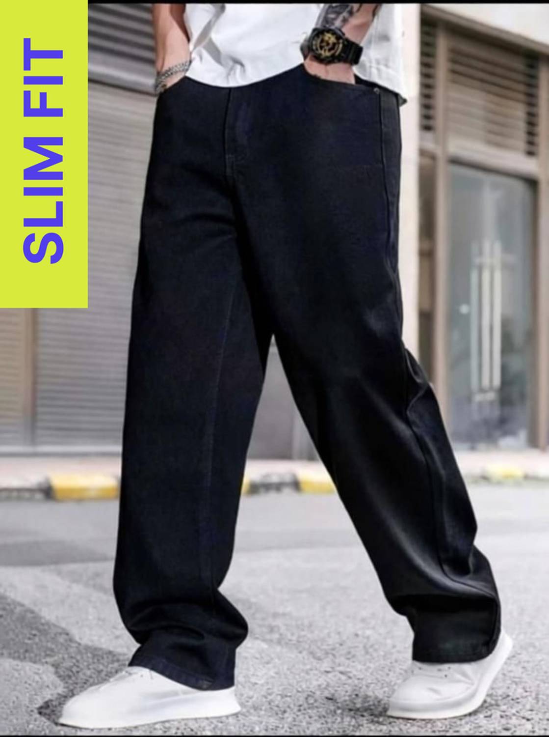TOUGHFIT Slim Men Black Jeans - Image 1