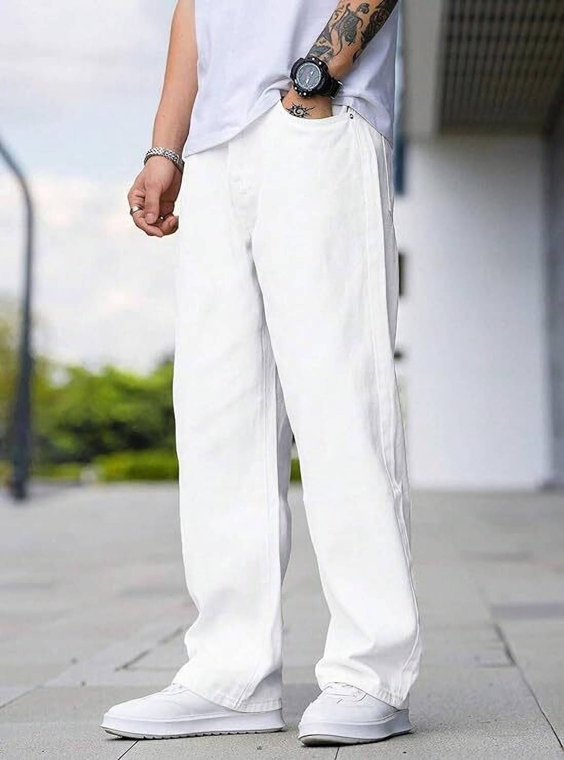 Camfit Loose Fit Men White Jeans - Image 5