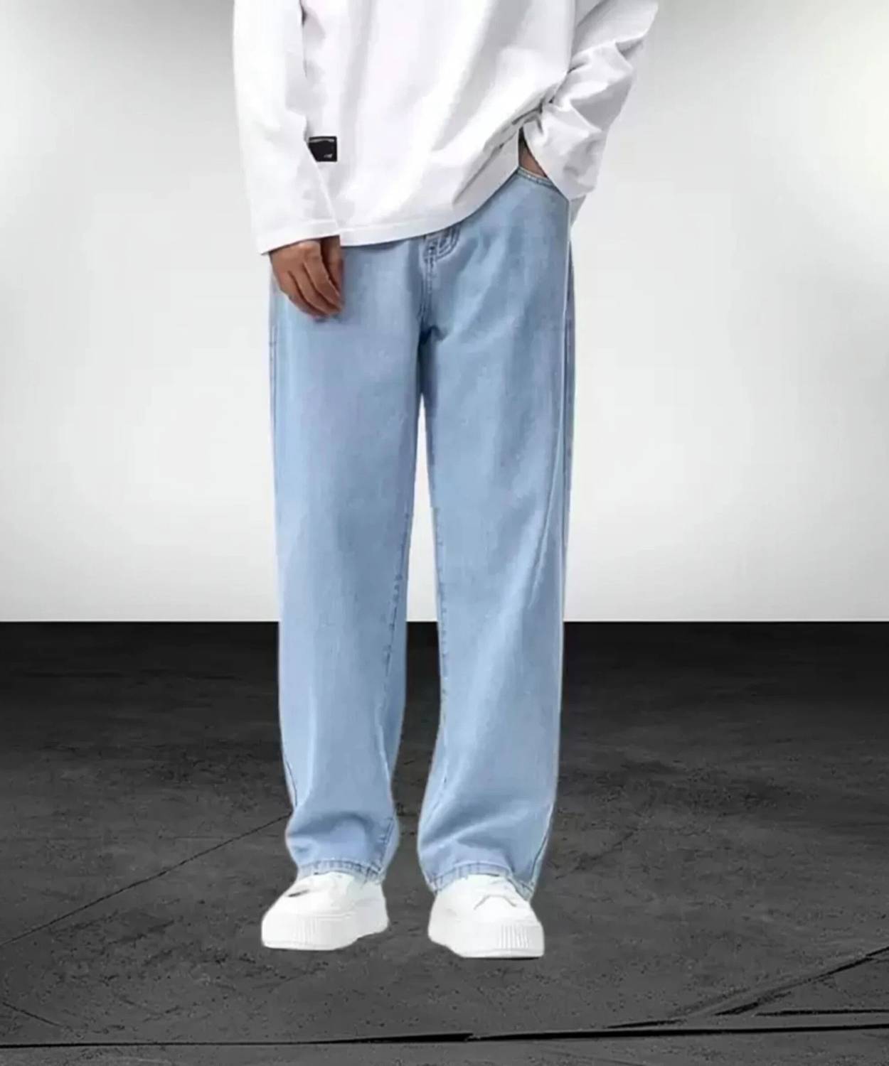 MEIXN Loose Fit Men Light Blue Jeans - Image 1