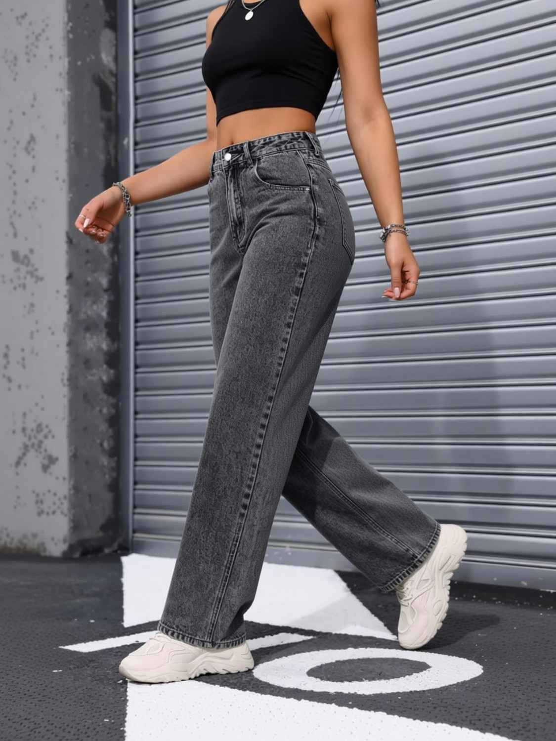 Asia Denim Loose Fit Women Grey Jeans