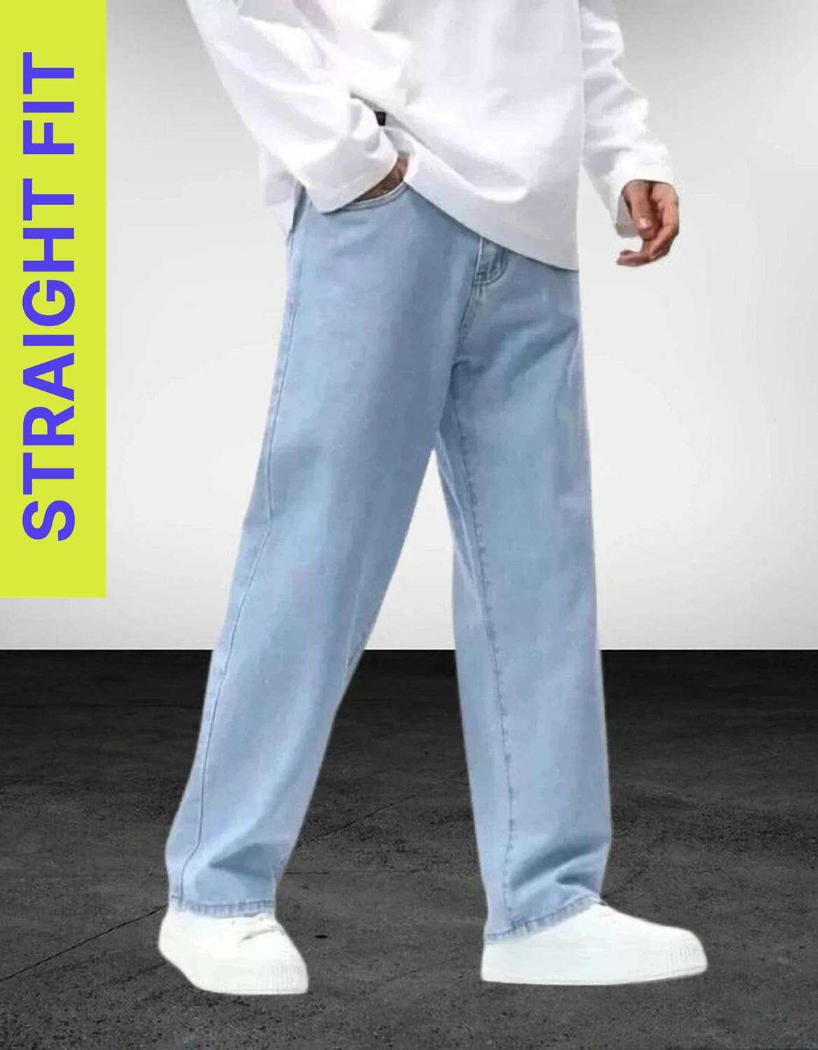HOC Straight Fit Men Light Blue Jeans - Image 1