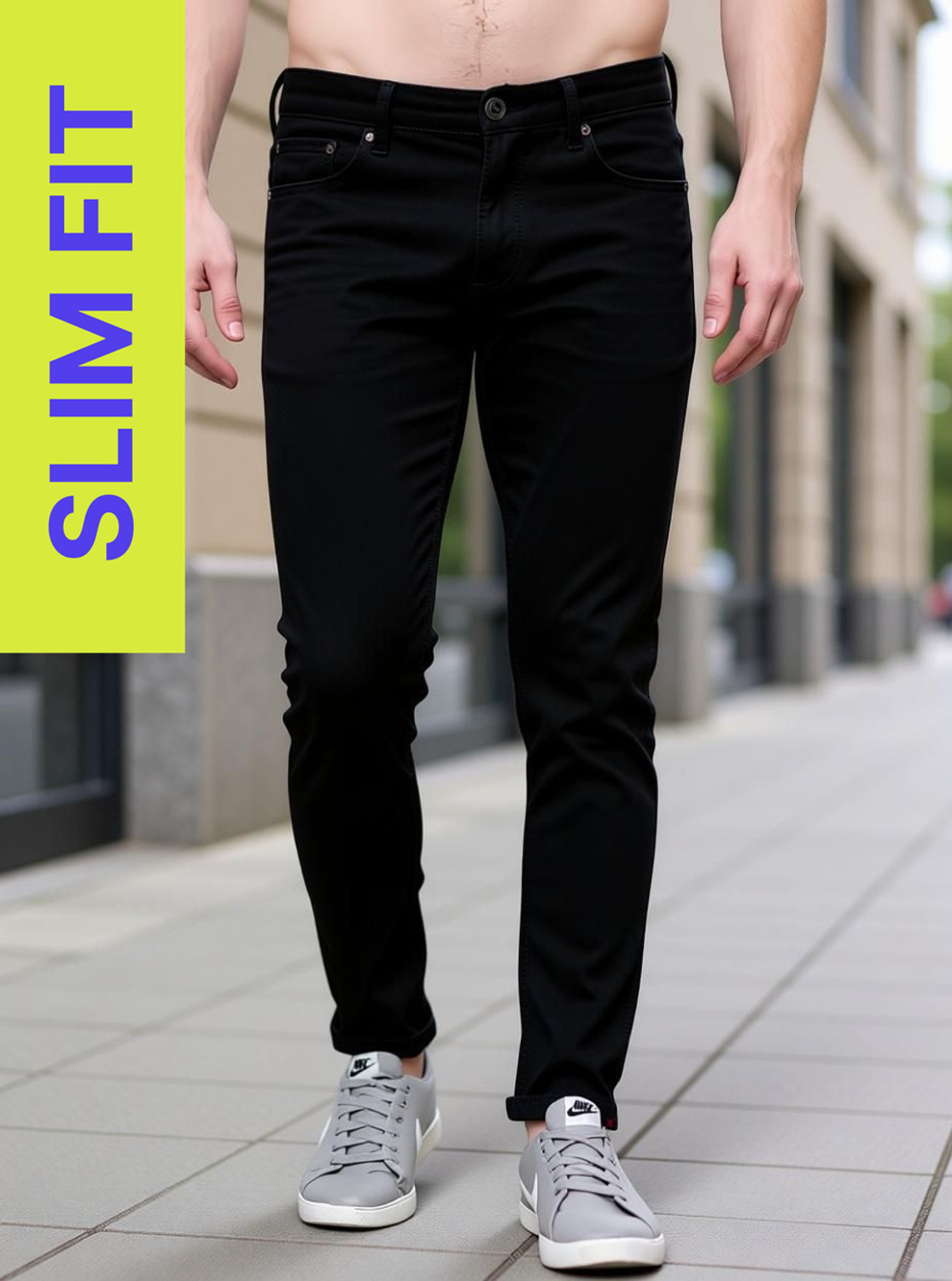 Linaria Slim Men Black Jeans