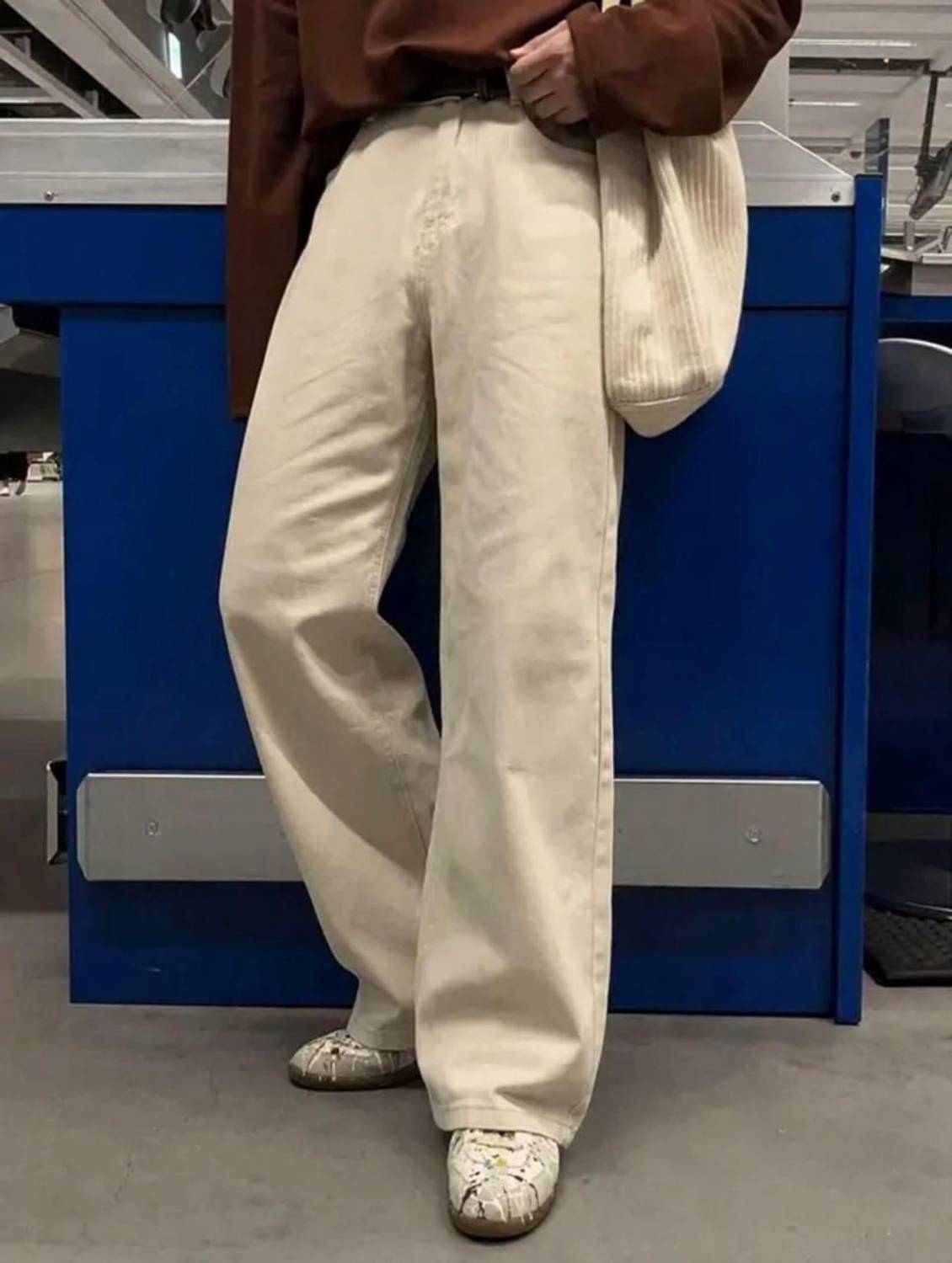 FLAYING Loose Fit Men Beige Jeans