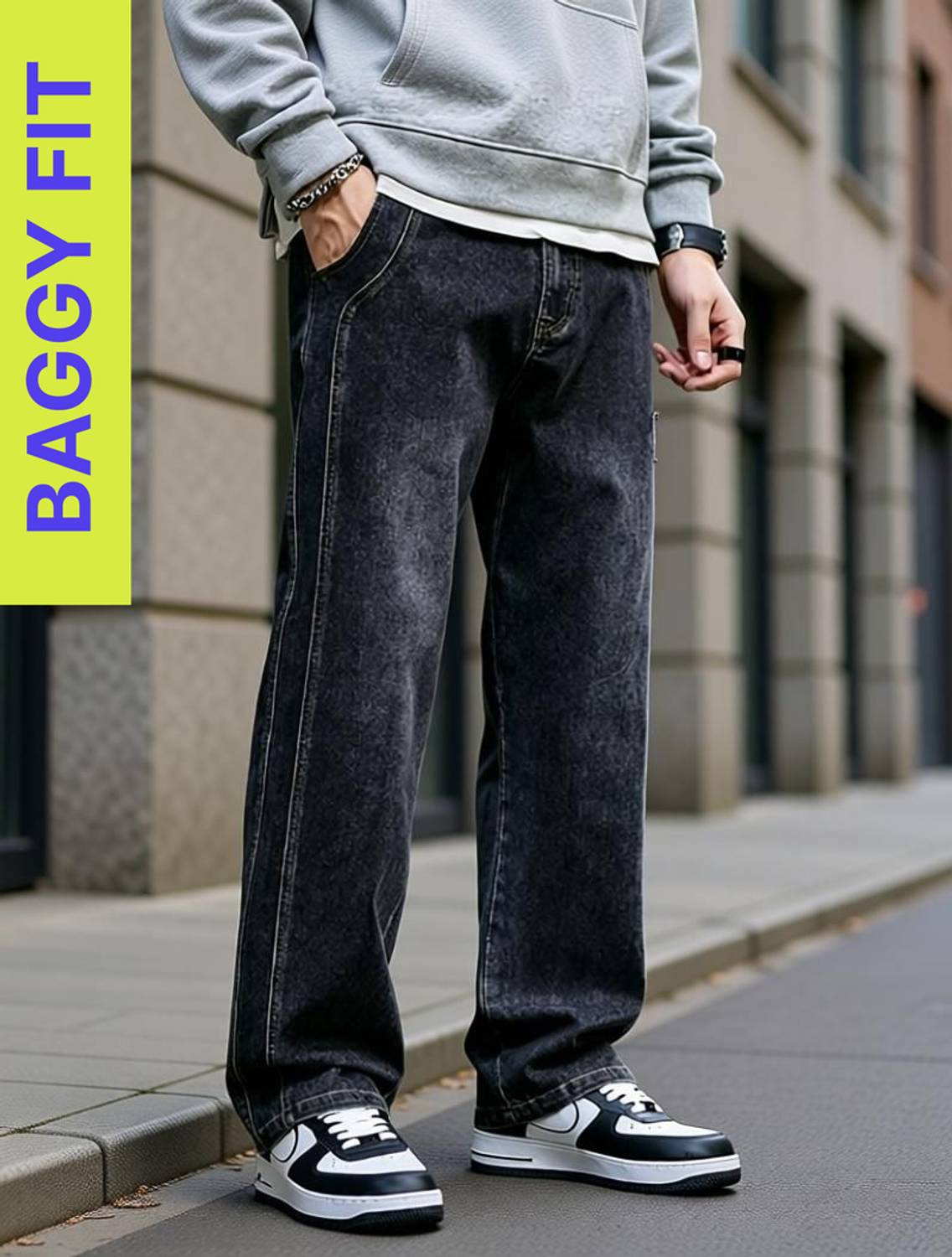 FUDE PRIDE Men Dark Grey Jeans